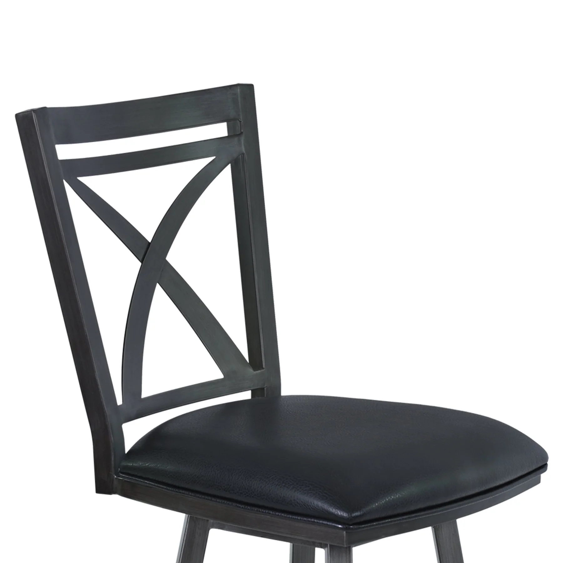 Nova 30" Bar Height Metal Swivel Barstool in Ford Black Pu and Mineral Finish - Image 3
