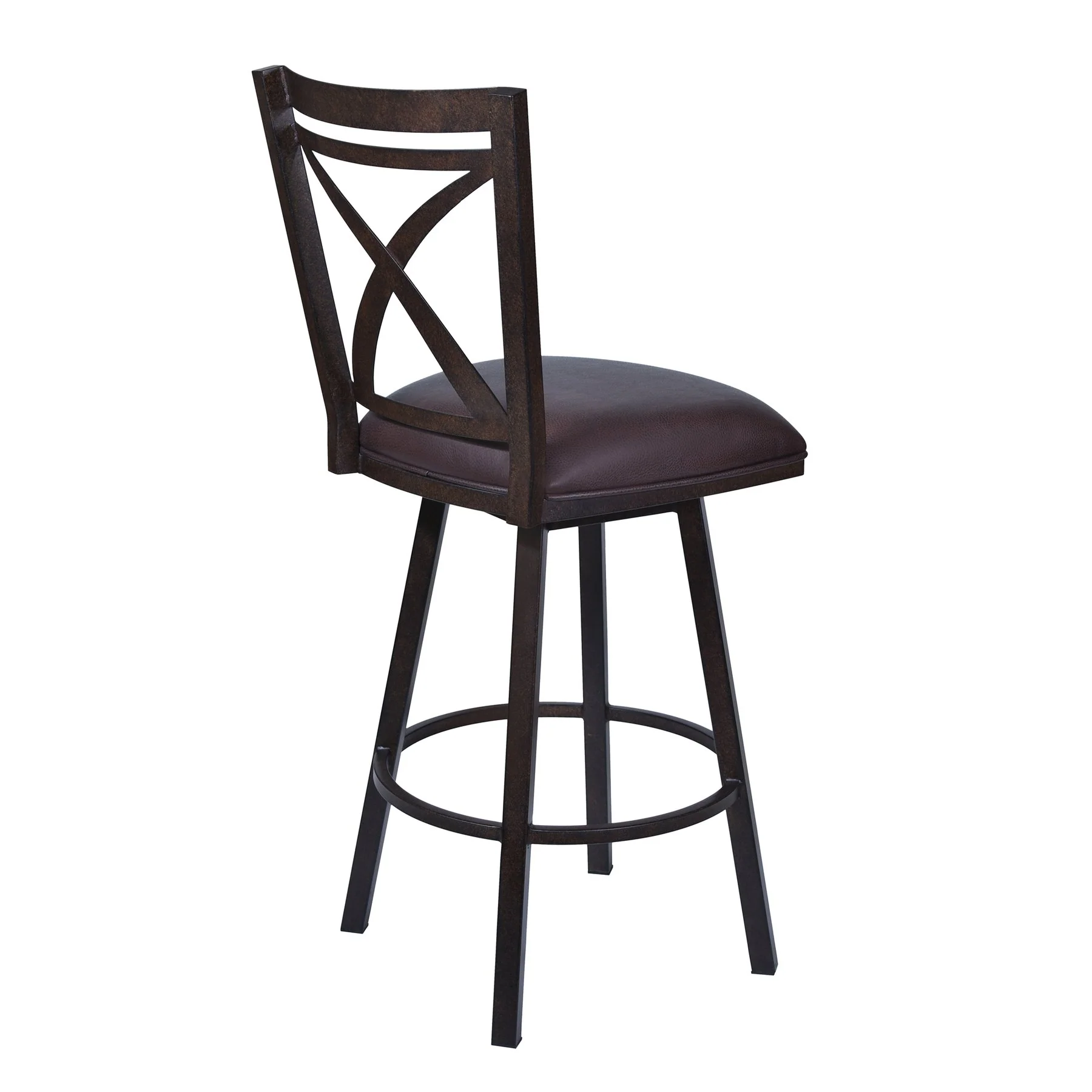 Nova 30" Bar Height Swivel Metal Barstool in Auburn Bay finish with Brown Faux Leather - Image 2