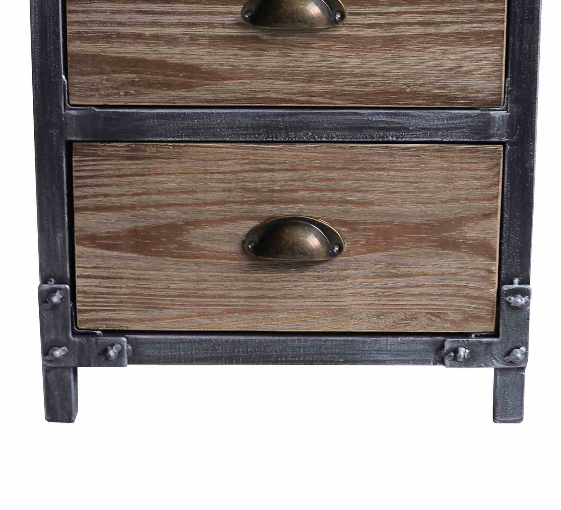 Nyx Industrial 3-Drawer End Table in Industrial Gray and Pine Wood - Image 4