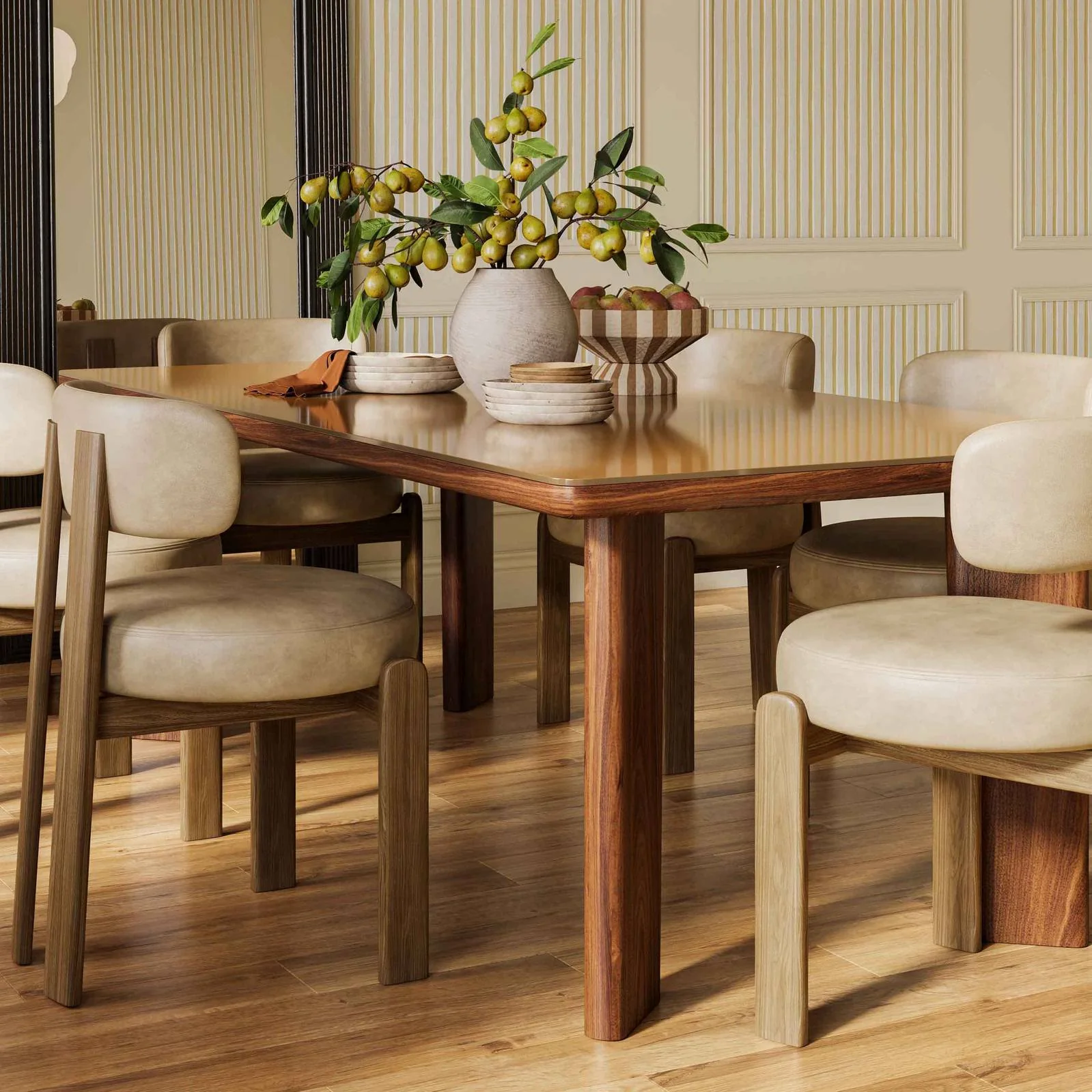 Oani Walnut and Glass Long Dining Table - Image 2