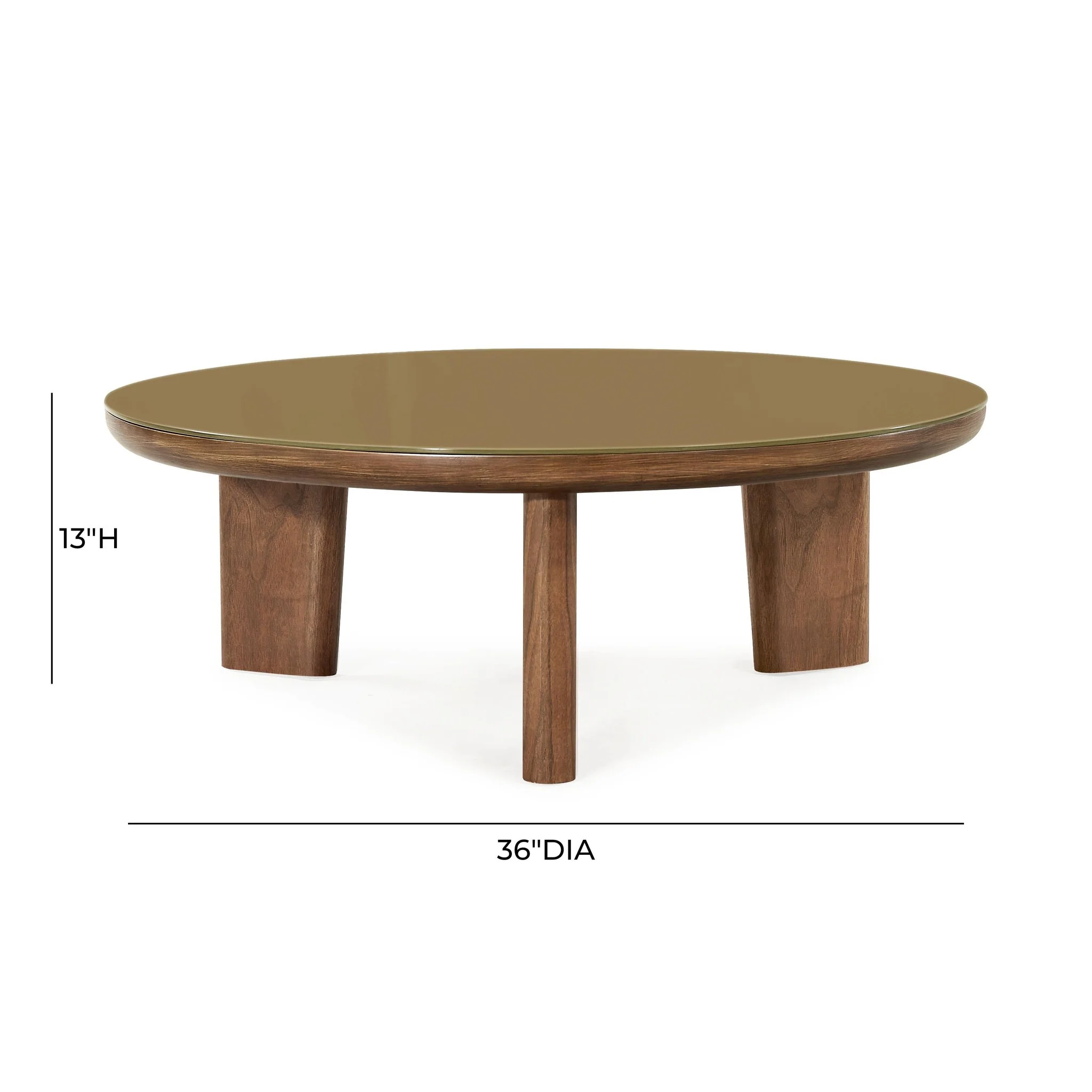 Oani Walnut and Glass Round Coffee Table - Image 8