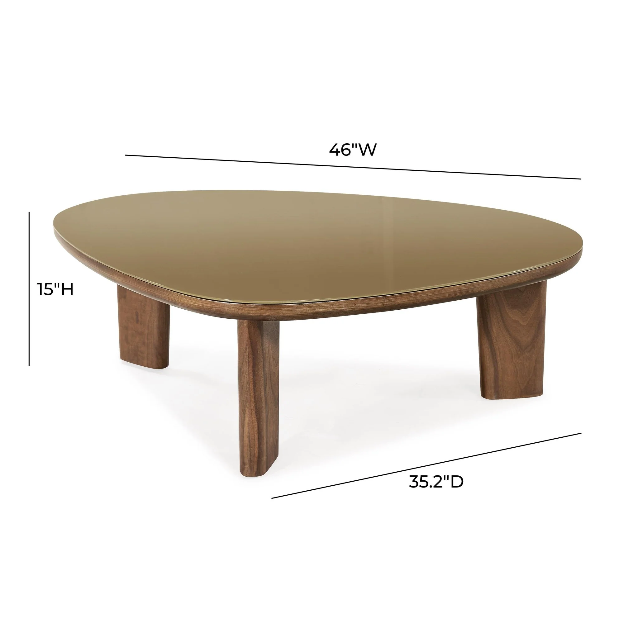 Oani Walnut and Glass Triangular Coffee Table - Image 10