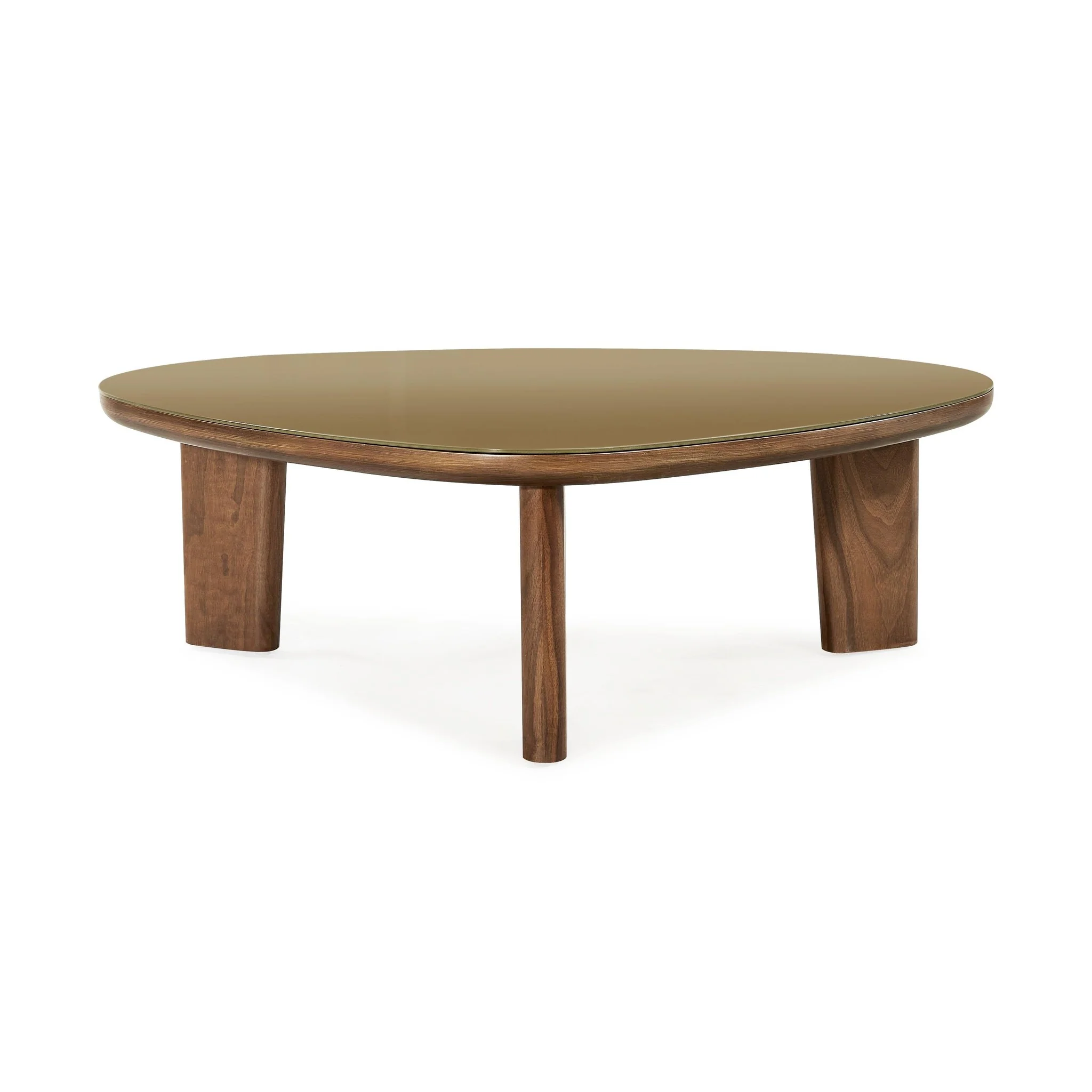 Oani Walnut and Glass Triangular Coffee Table - Image 3
