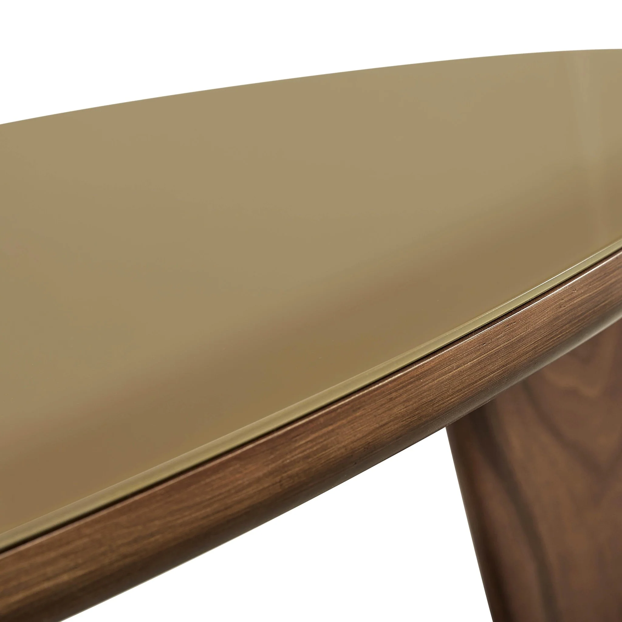 Oani Walnut and Glass Triangular Coffee Table - Image 7