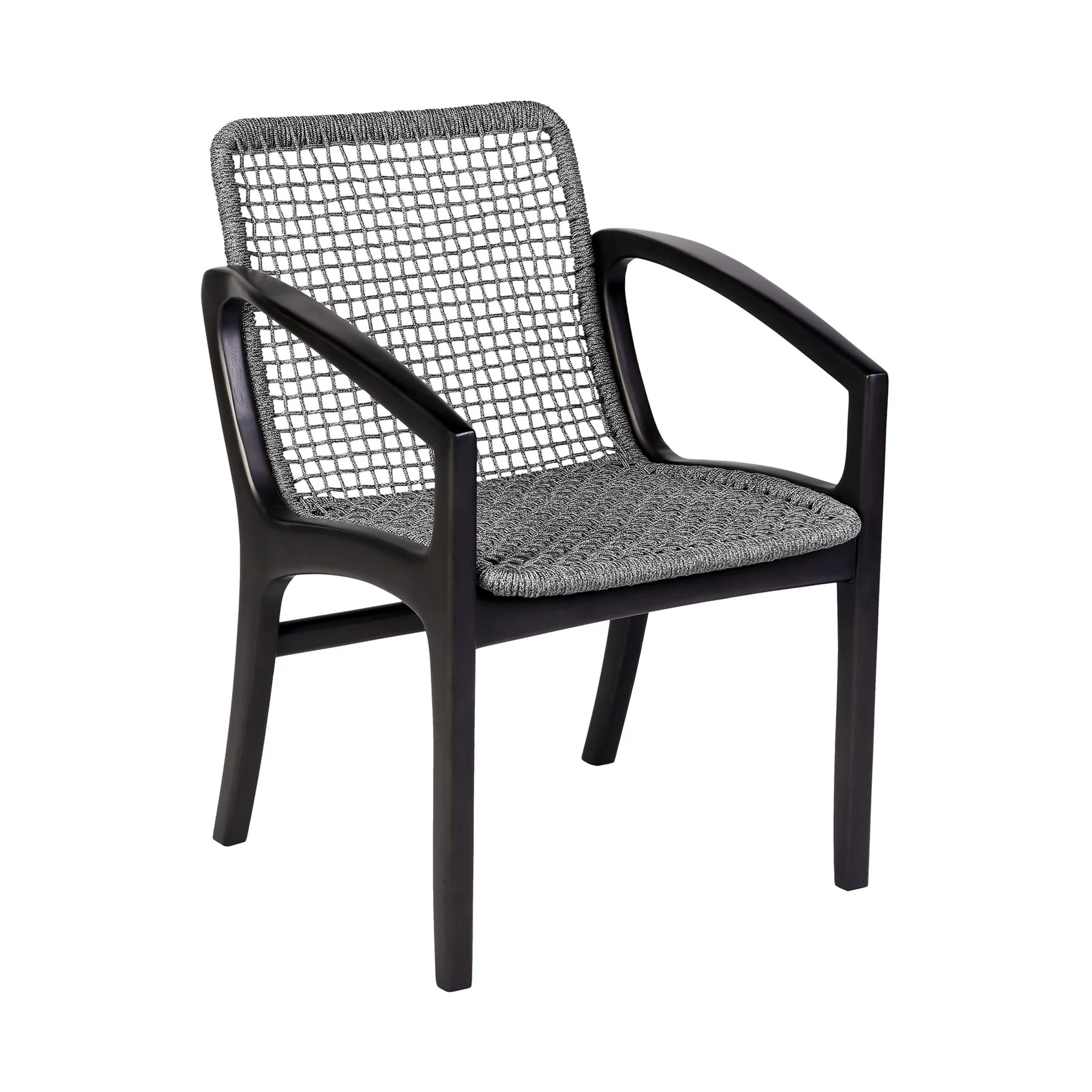 Oasis and Beckham 5 Piece Dining Set in Dark Eucalyptus Wood with Gray Rope - Image 2