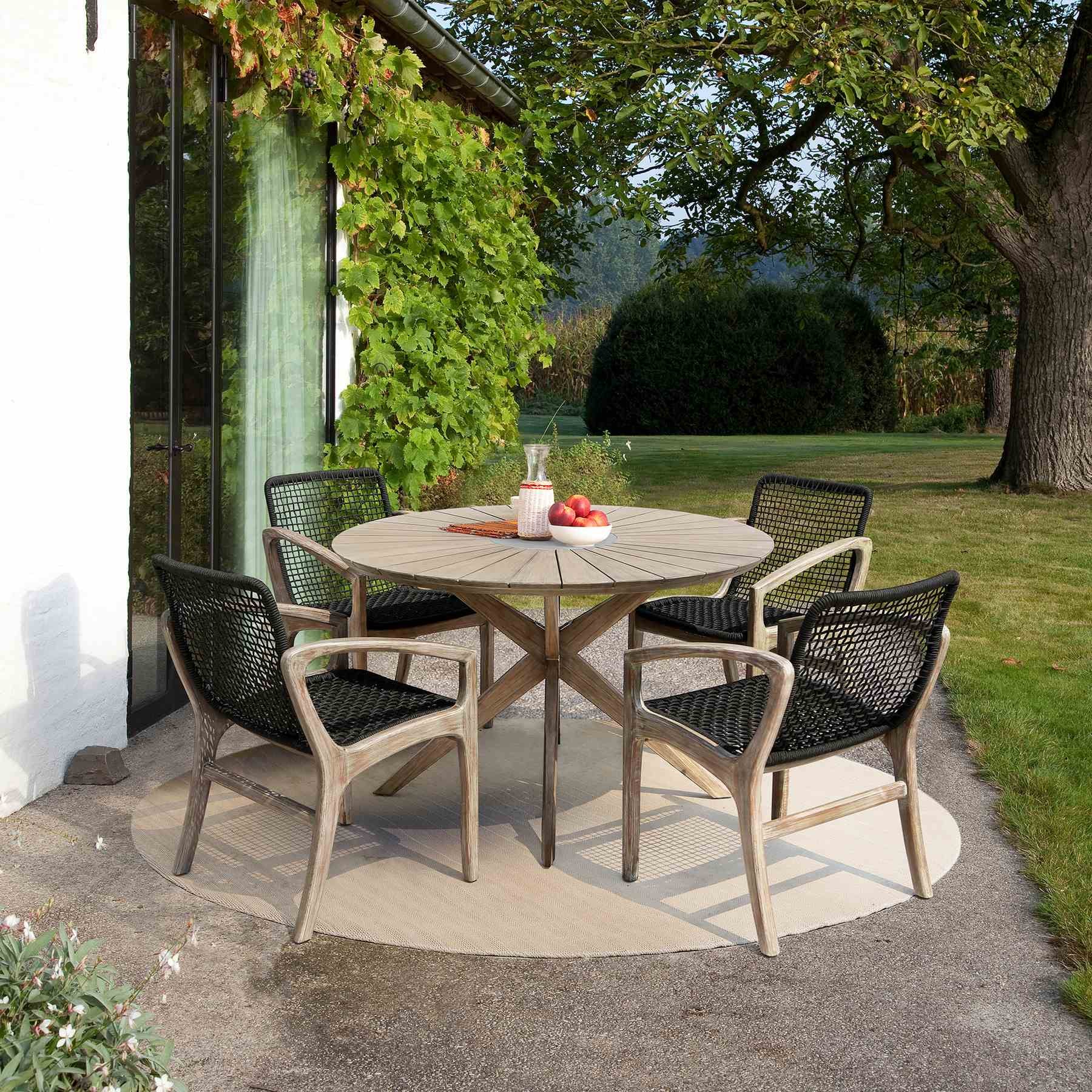 Oasis and Beckham 5 Piece Dining Set in Light Eucalyptus Wood with Charcoal Rope - Image 11