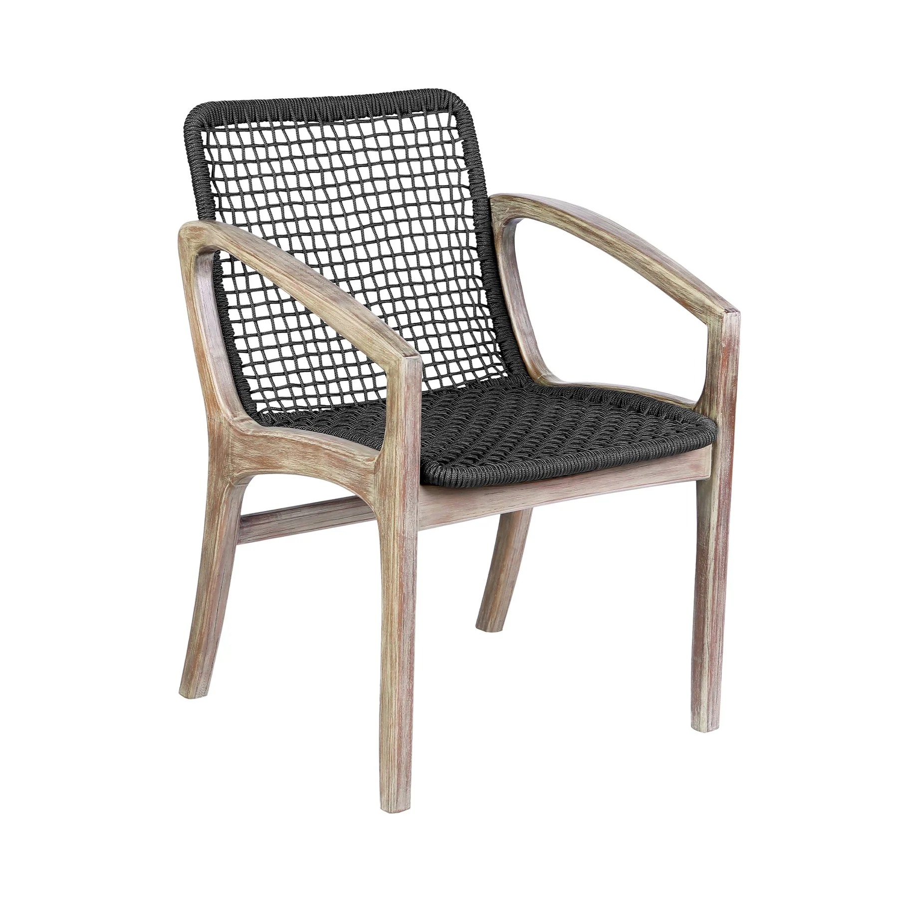 Oasis and Beckham 5 Piece Dining Set in Light Eucalyptus Wood with Charcoal Rope - Image 2