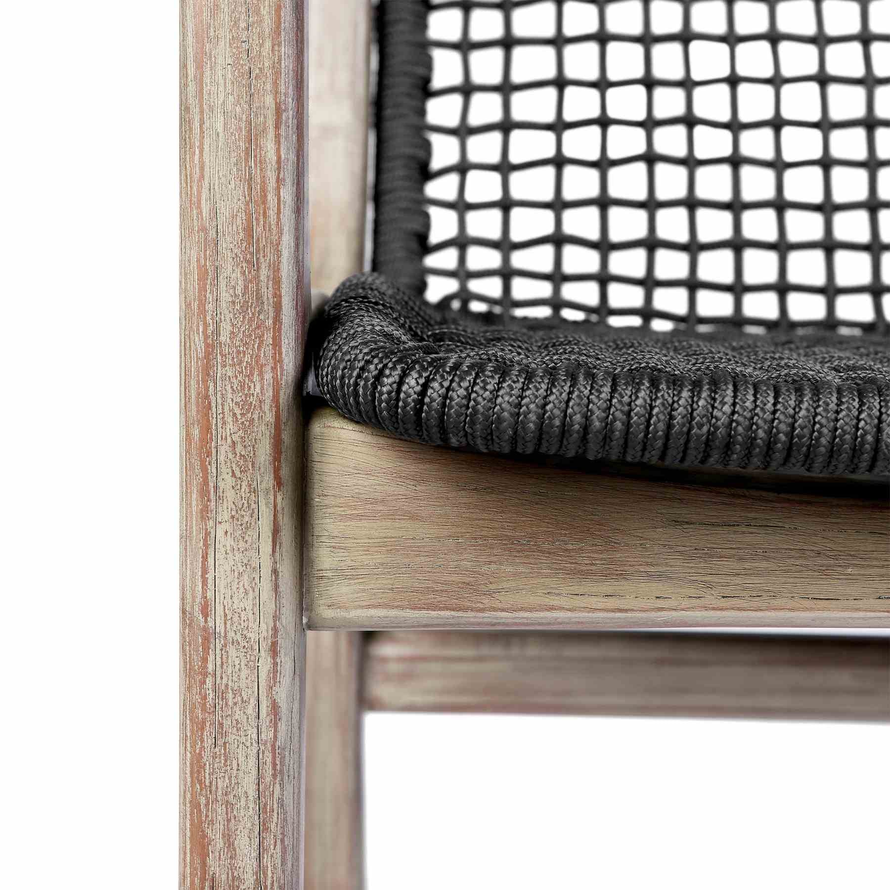 Oasis and Beckham 5 Piece Dining Set in Light Eucalyptus Wood with Charcoal Rope - Image 6
