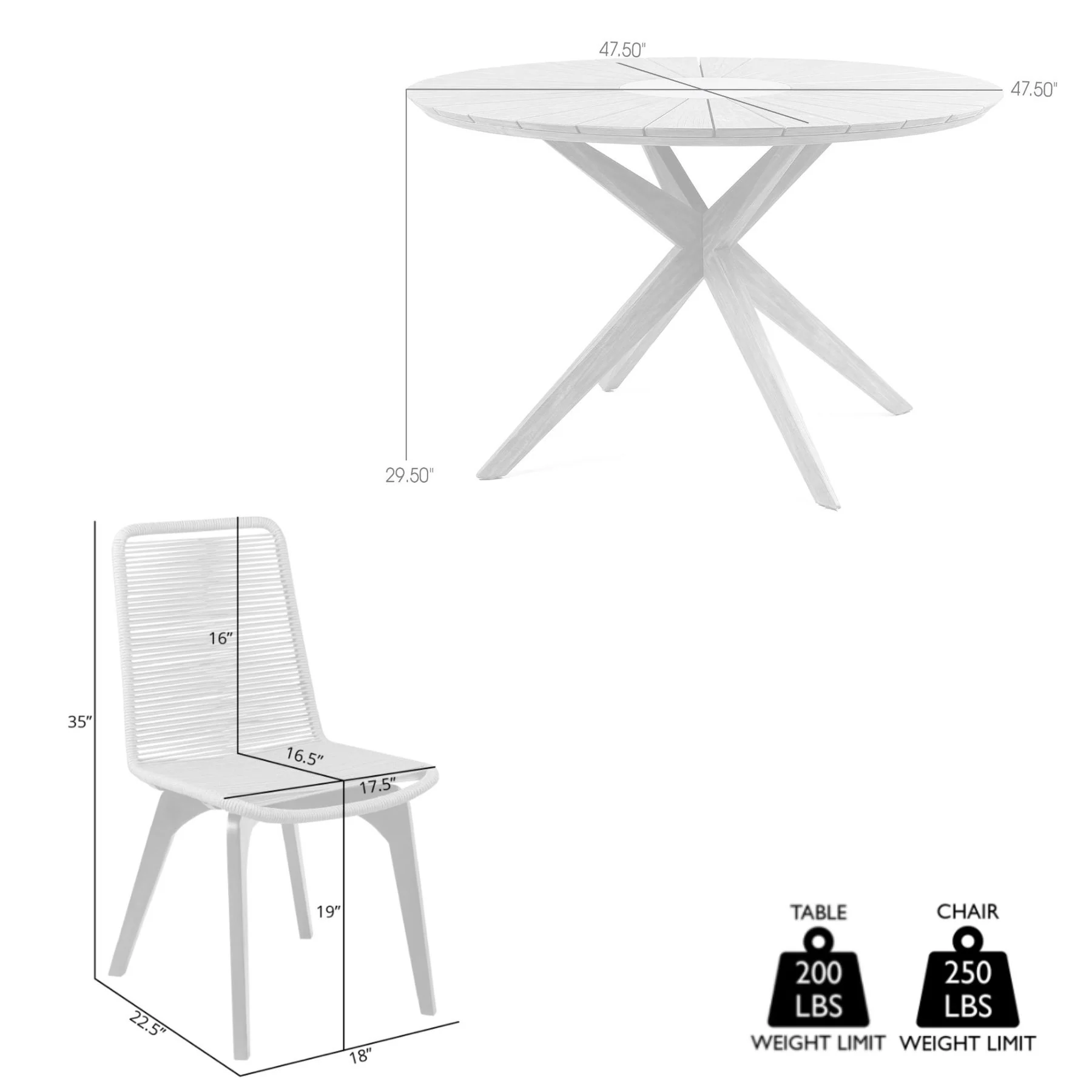 Oasis and Island Outdoor 5 Piece Dark Eucalyptus and Stone Dining Set - Image 8