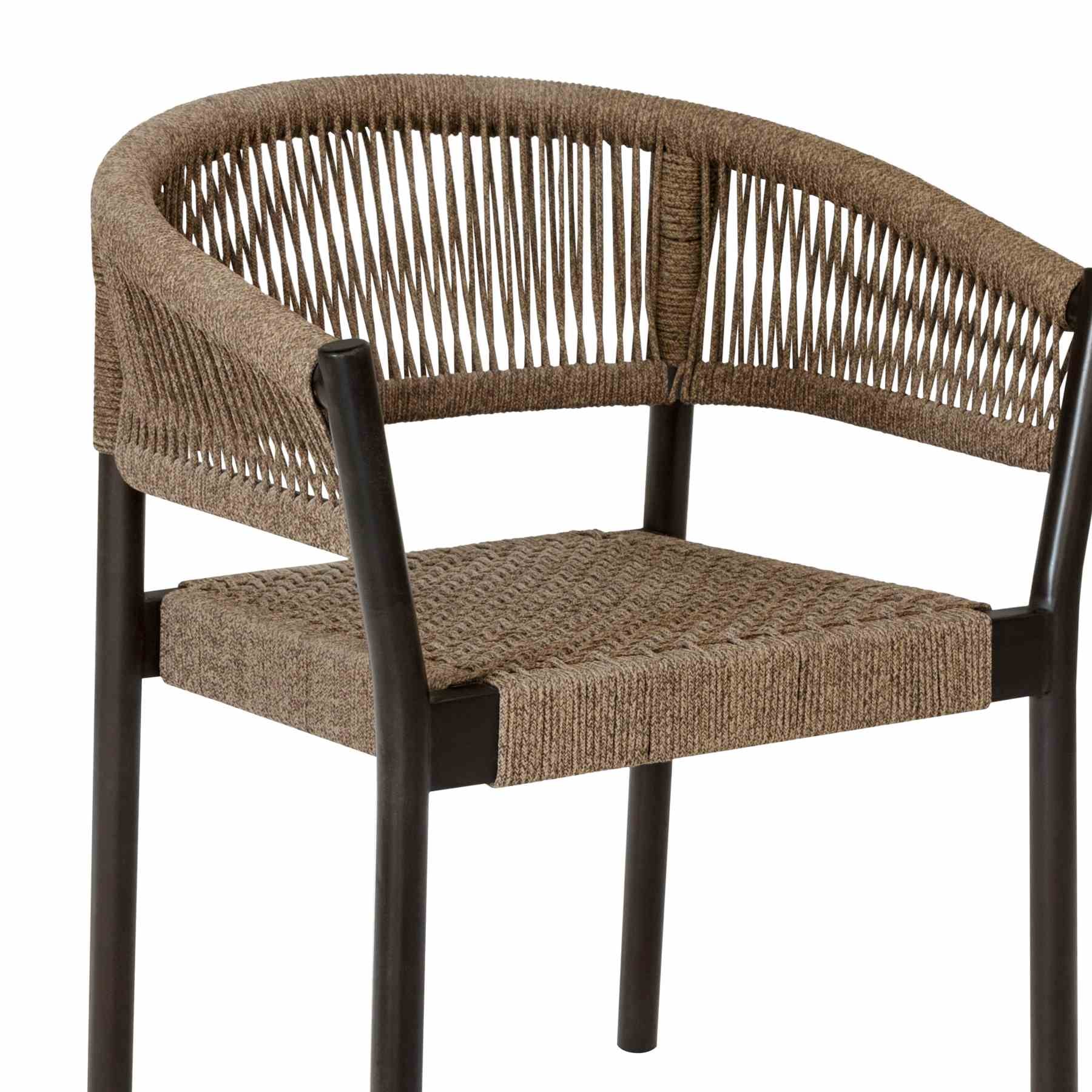 Oasis Doris Outdoor Patio 5 Piece Round Dining Set in Eucalyptus Wood with Truffle Rope - Image 5