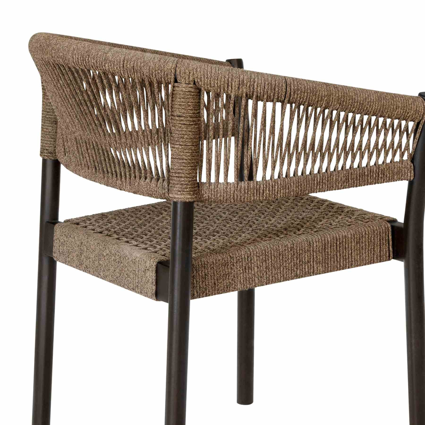 Oasis Doris Outdoor Patio 5 Piece Round Dining Set in Eucalyptus Wood with Truffle Rope - Image 6