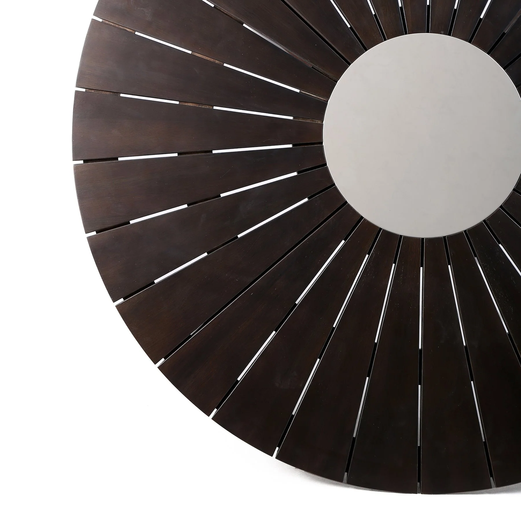 Oasis Outdoor Dark Eucalyptus Wood and Stone Round Dining Table - Image 4