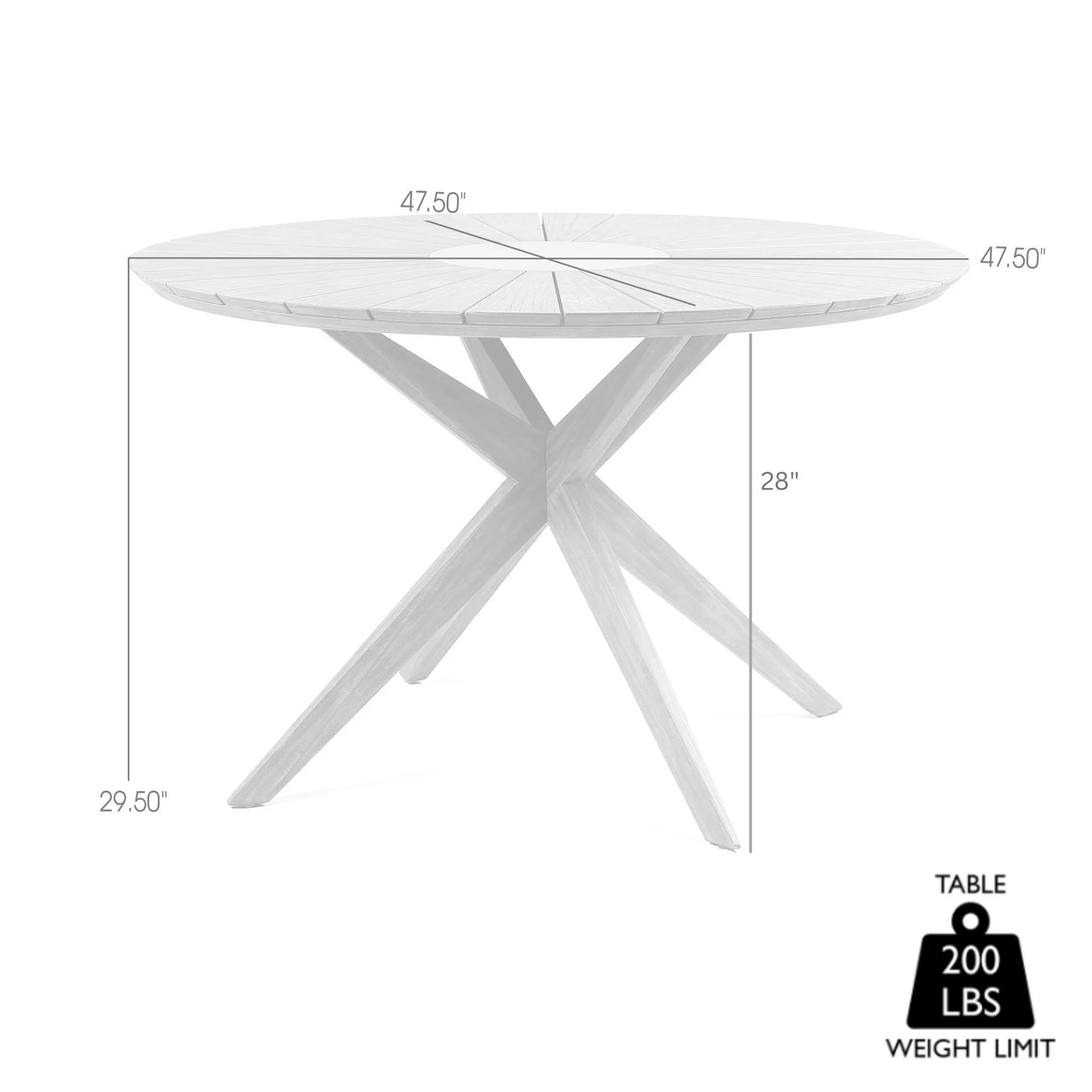 Oasis Outdoor Light Eucalyptus Wood and Stone Round Dining Table - Image 5
