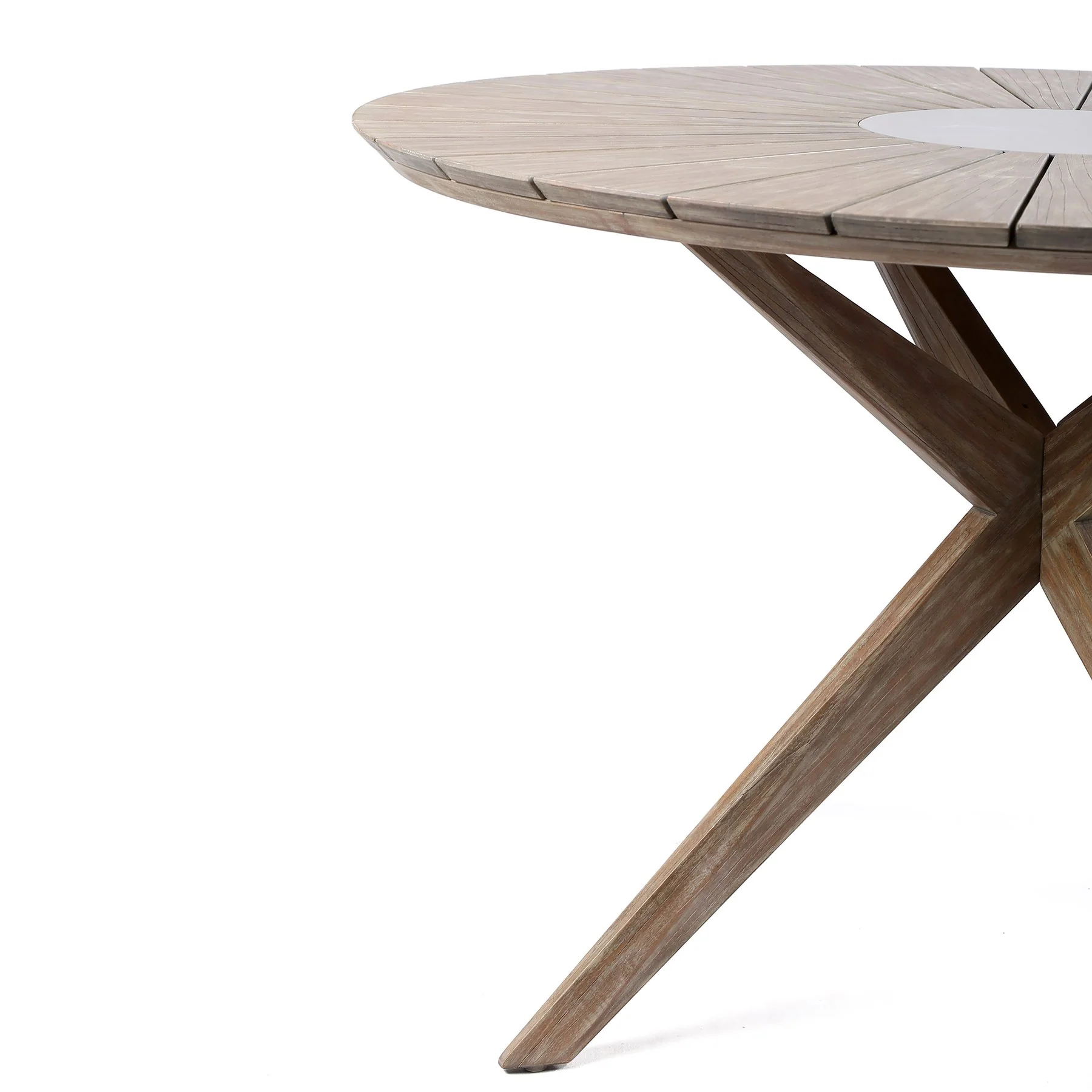 Oasis Santo Outdoor Patio 5 Piece Round Dining Set in Eucalyptus Wood and Charcoal Rope - Image 6