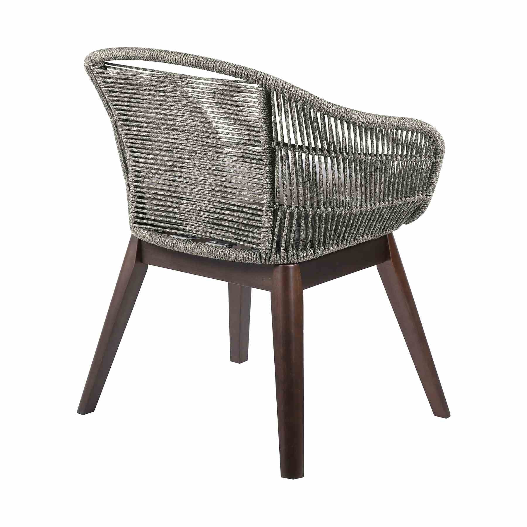 Oasis Tutti Frutti Outdoor Patio 5 Piece Round Dining Set in Eucalyptus Wood with Gray Rope and Cushions - Image 3