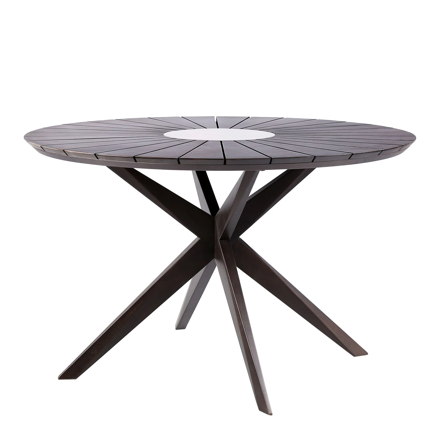 Oasis Tutti Frutti Outdoor Patio 5 Piece Round Dining Set in Eucalyptus Wood with Gray Rope and Cushions - Image 4