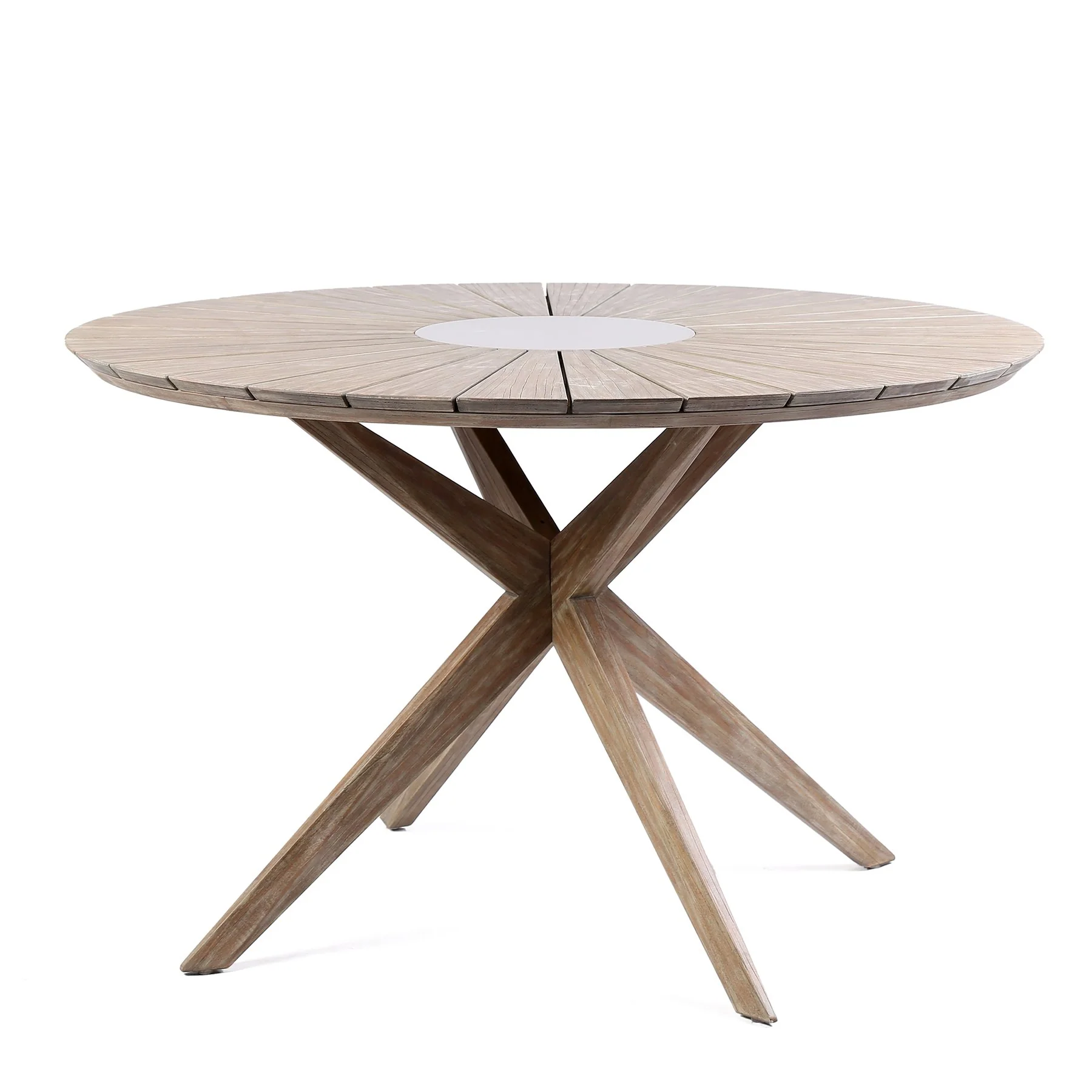 Oasis Tutti Frutti Outdoor Patio 5 Piece Round Dining Set in Eucalyptus Wood with Truffle Rope and Gray Cushions - Image 4