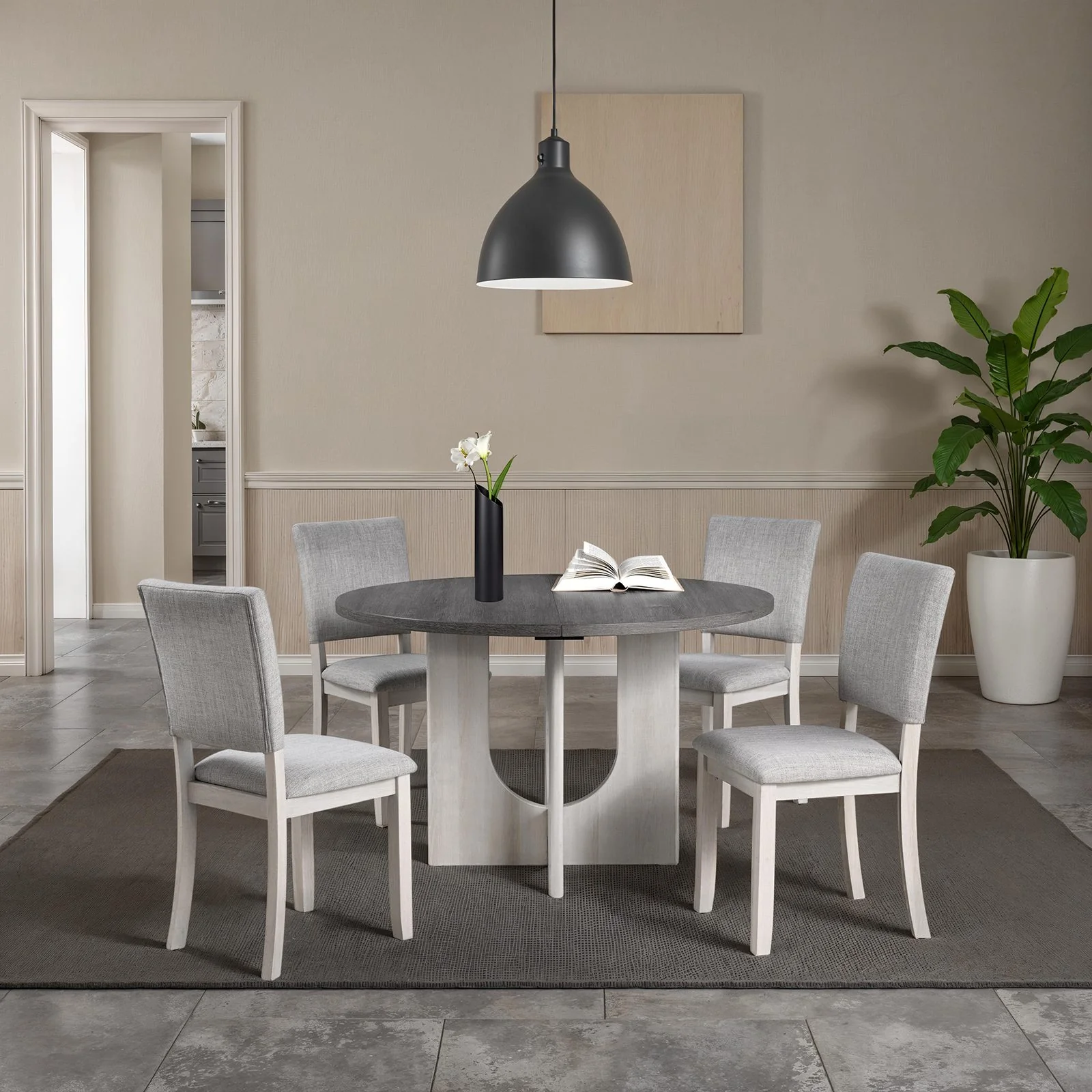 Oberto Round Dining Table, Gray - Image 2