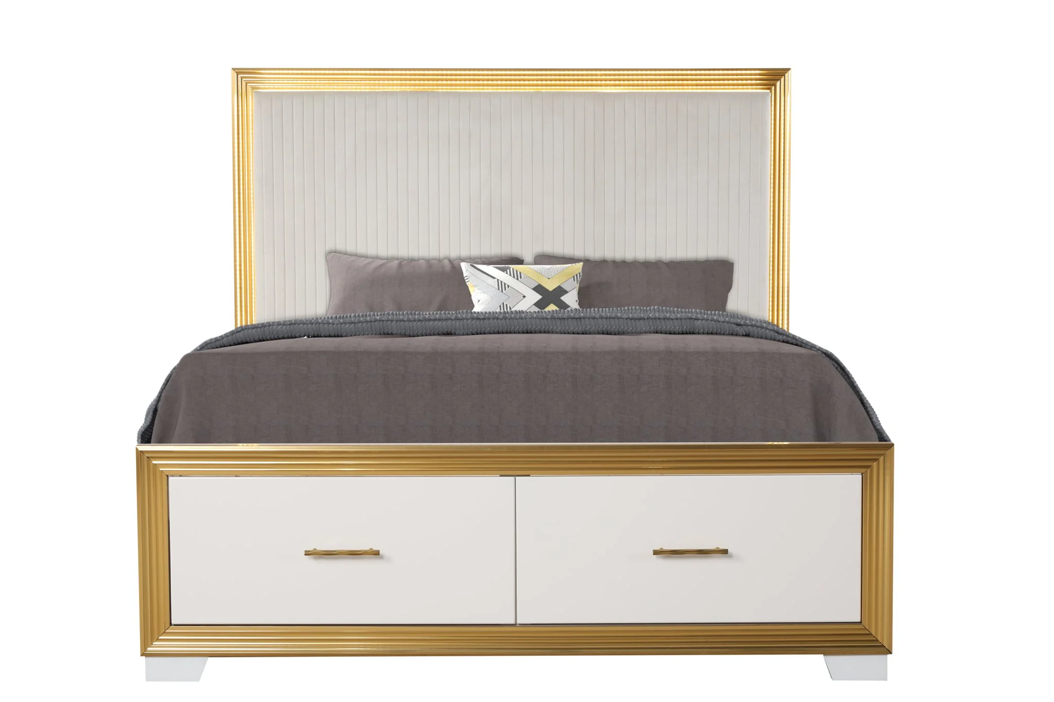 Obsession King Bed White & Gold - Image 3