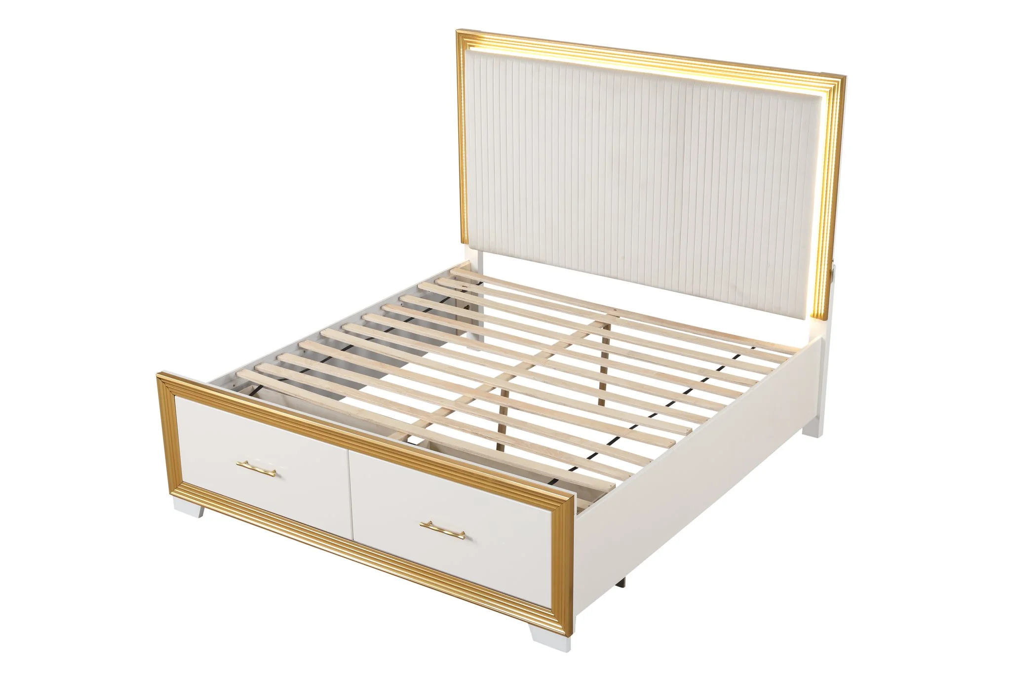 Obsession Queen Bed White & Gold - Image 4