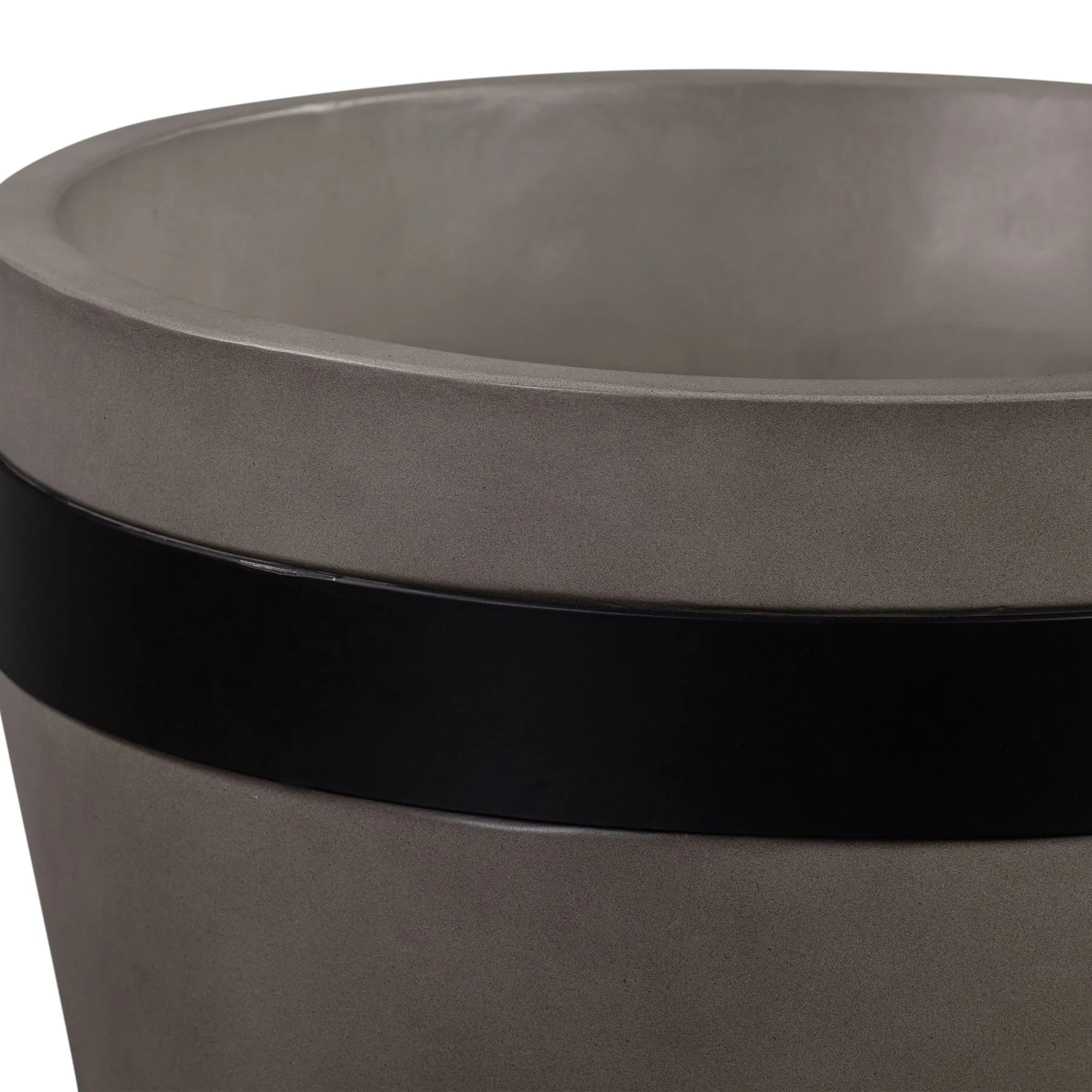 Obsidian Medium Indoor or Outdoor Planter in Gray Concrete with Black Accent - Image 4
