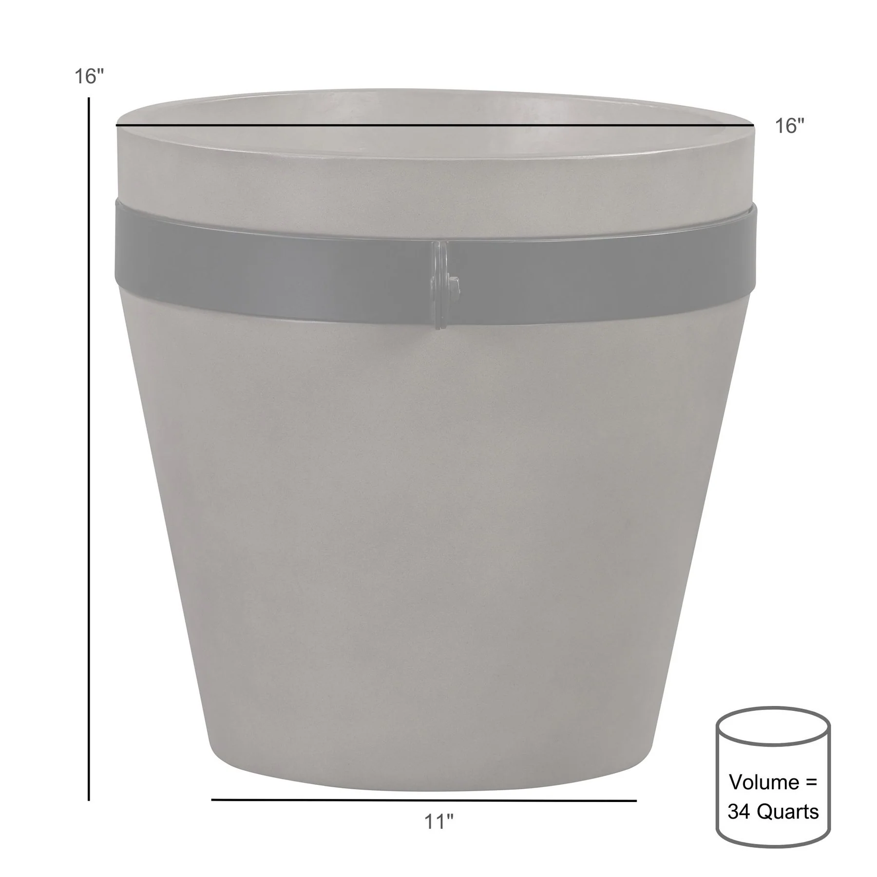 Obsidian Medium Indoor or Outdoor Planter in Gray Concrete with Black Accent - Image 6