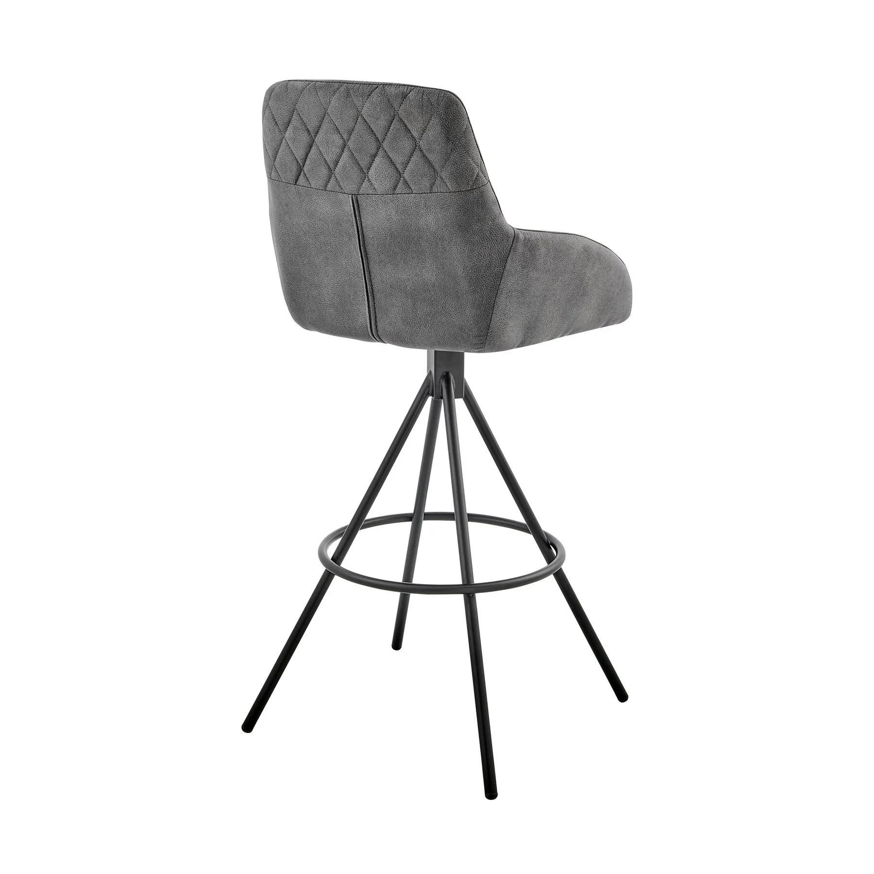 Odessa 26" Counter Height Bar Stool in Charcoal Fabric and Black Finish - Image 4