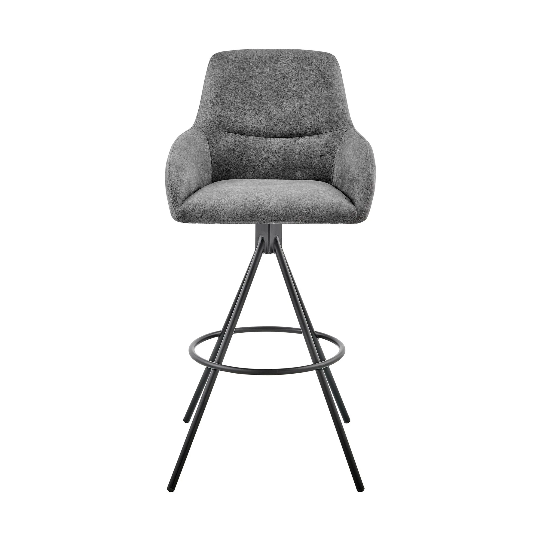 Odessa 30" Bar Height Bar Stool in Charcoal Fabric and Black Finish - Image 2