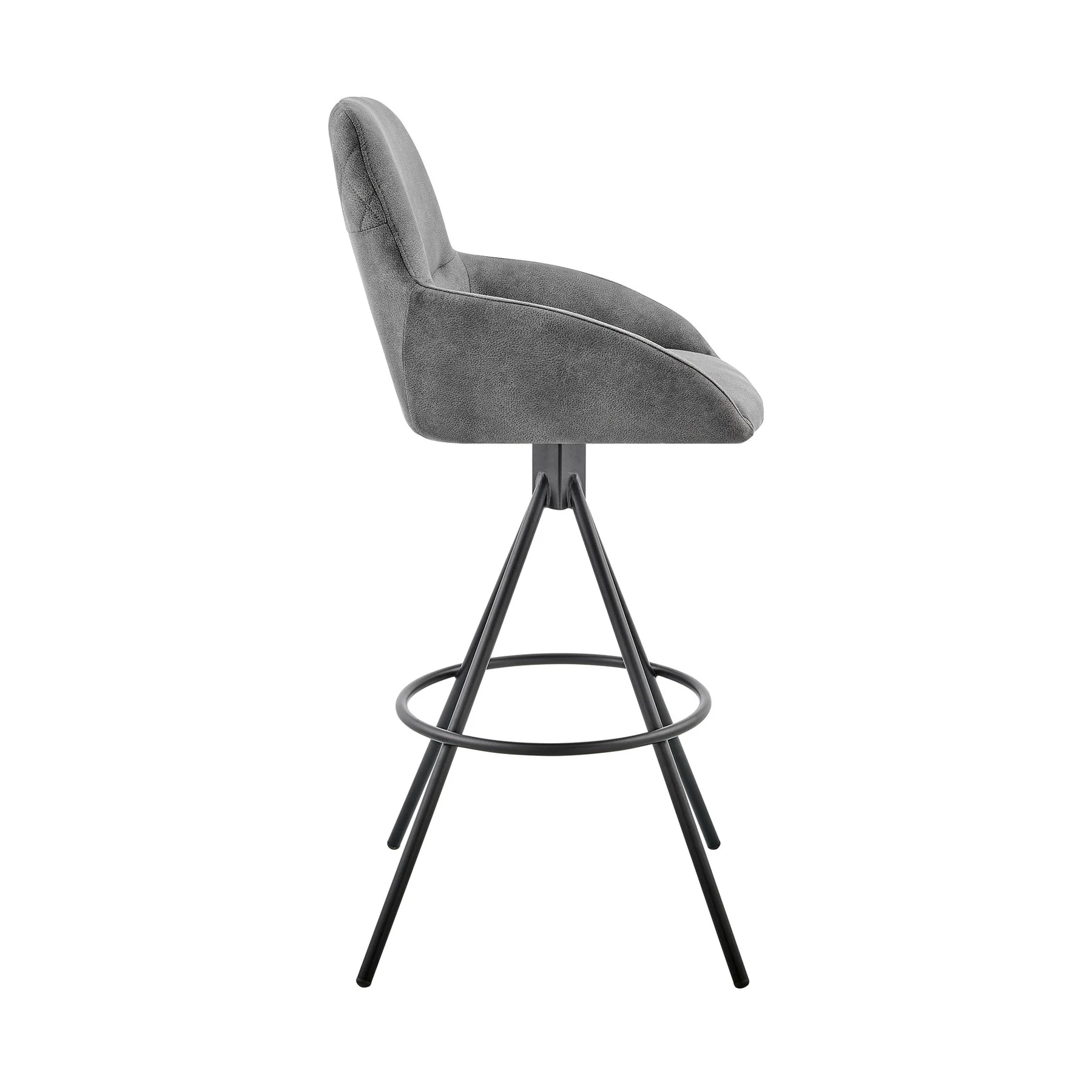 Odessa 30" Bar Height Bar Stool in Charcoal Fabric and Black Finish - Image 3