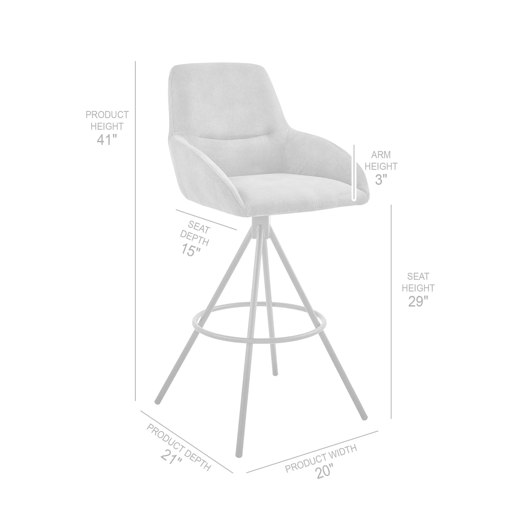 Odessa 30" Bar Height Bar Stool in Charcoal Fabric and Black Finish - Image 8