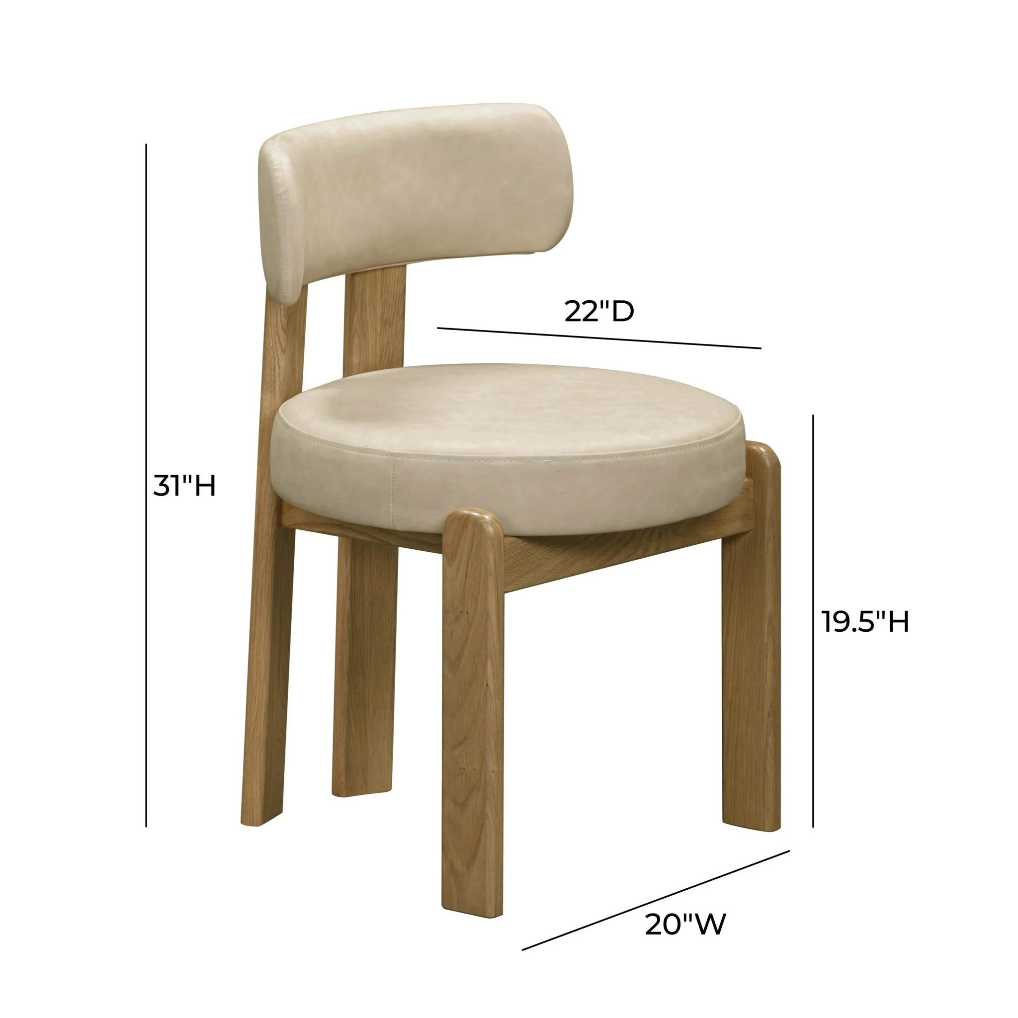 Odessa Taupe Vegan Leather Dining Chair - Image 7