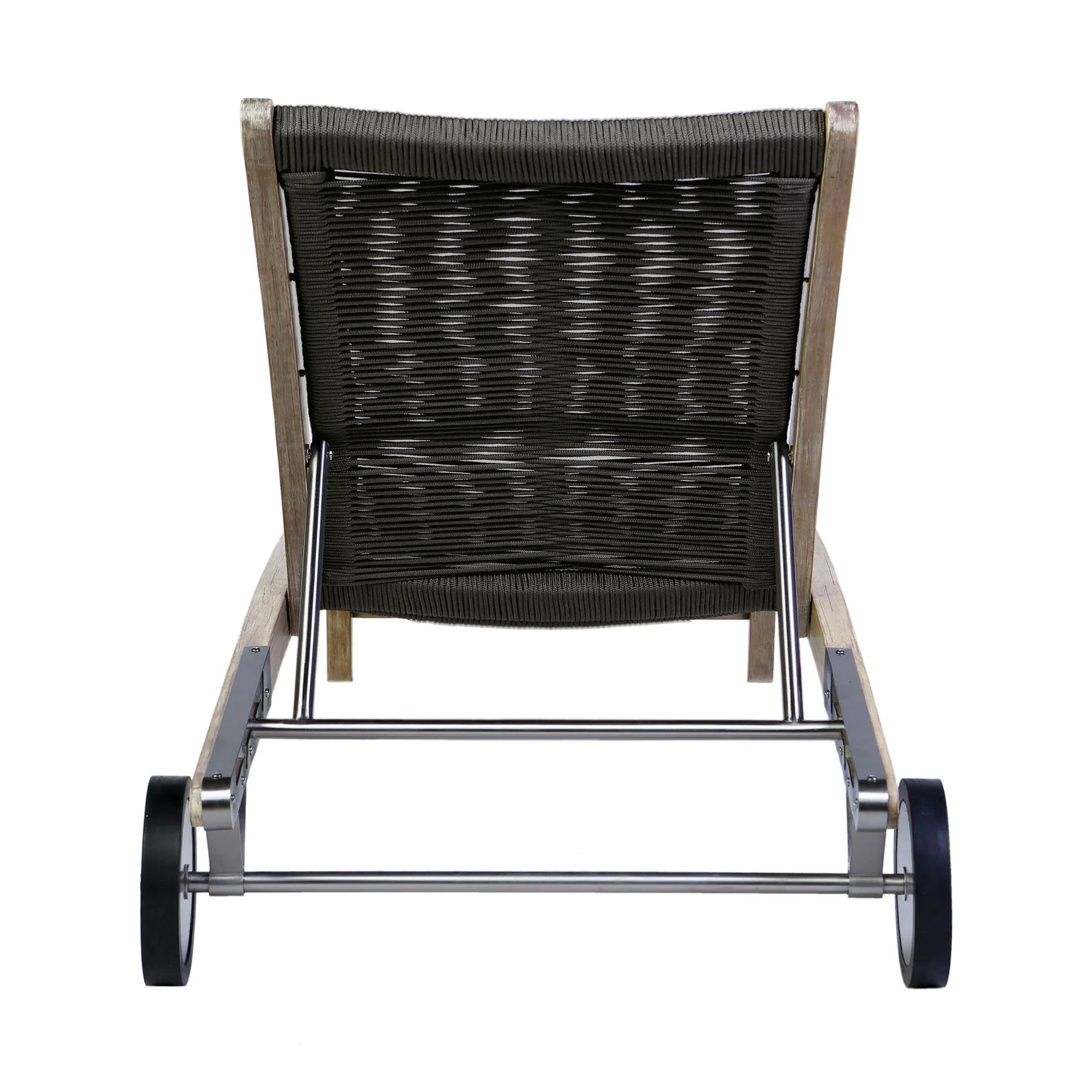 Odette Outdoor Patio Adjustable Chaise Lounge Chair in Eucalyptus Wood and Charcoal Rope - Image 5