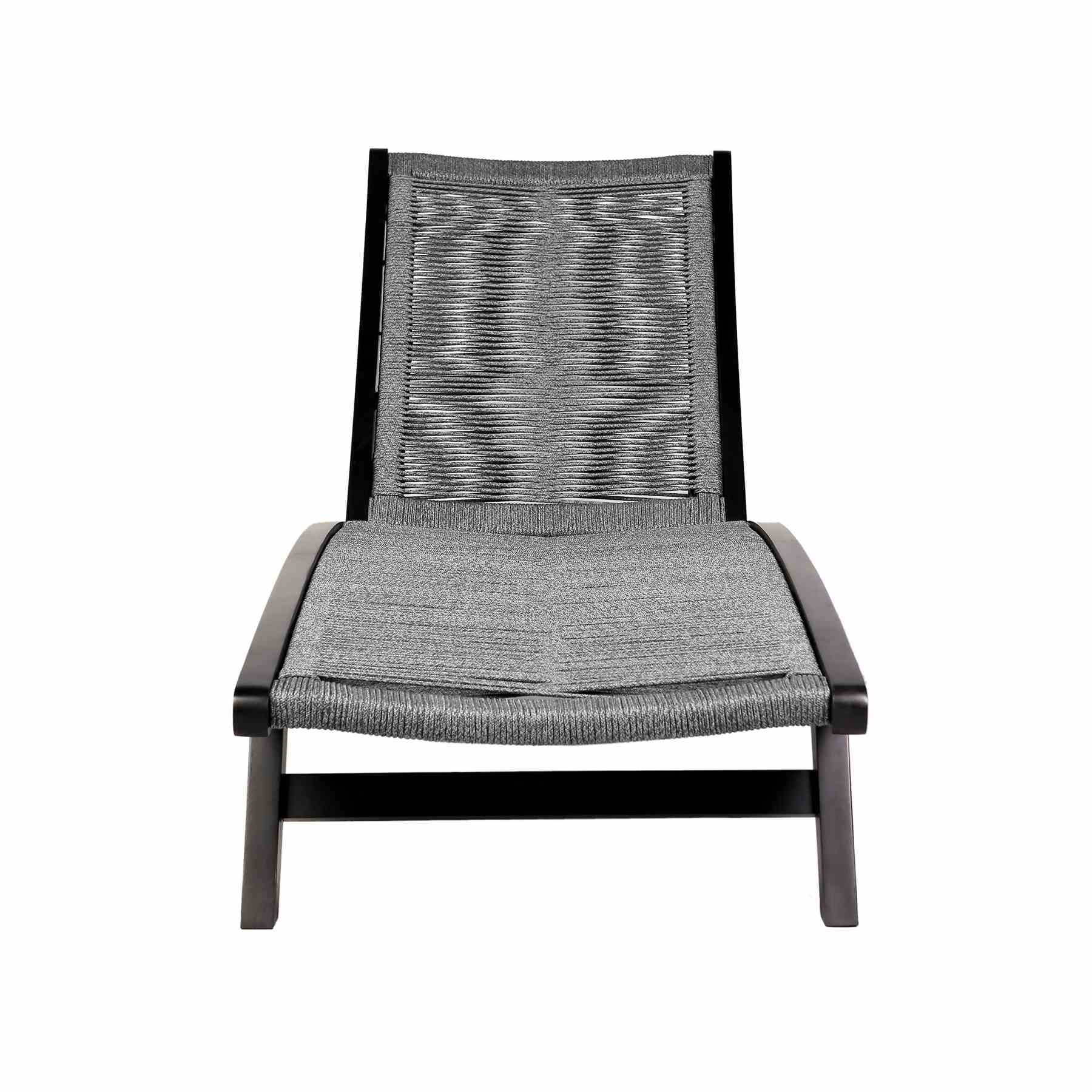 Odette Outdoor Patio Adjustable Chaise Lounge Chair in Eucalyptus Wood and Gray Rope - Image 2