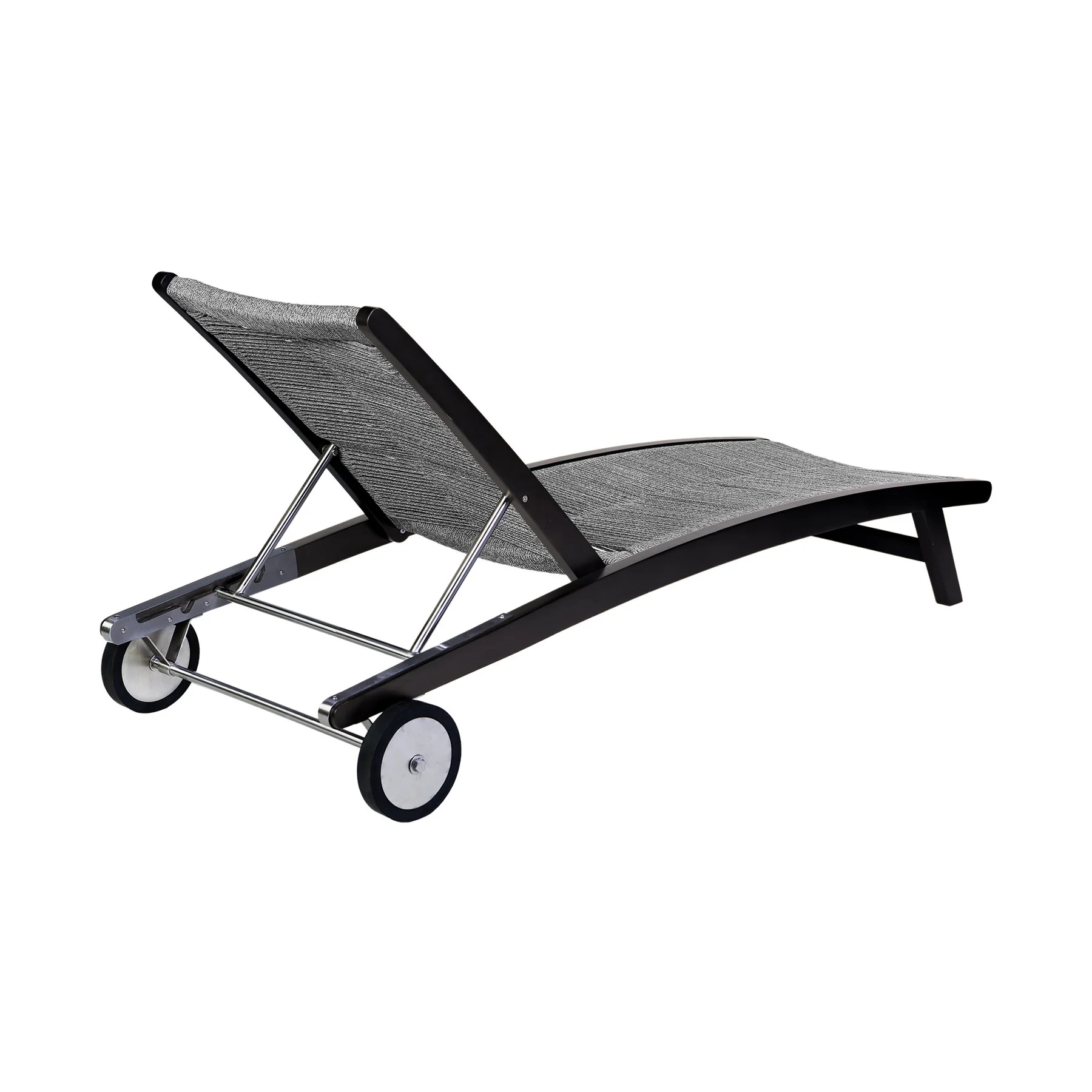 Odette Outdoor Patio Adjustable Chaise Lounge Chair in Eucalyptus Wood and Gray Rope - Image 4