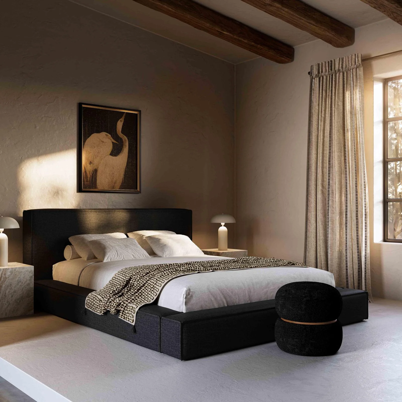 Olafur Black Linen King Bed - Image 2