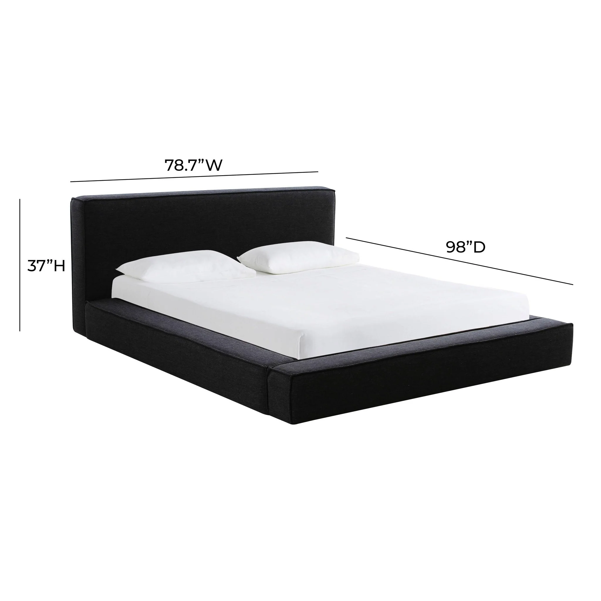 Olafur Black Linen Queen Bed - Image 7