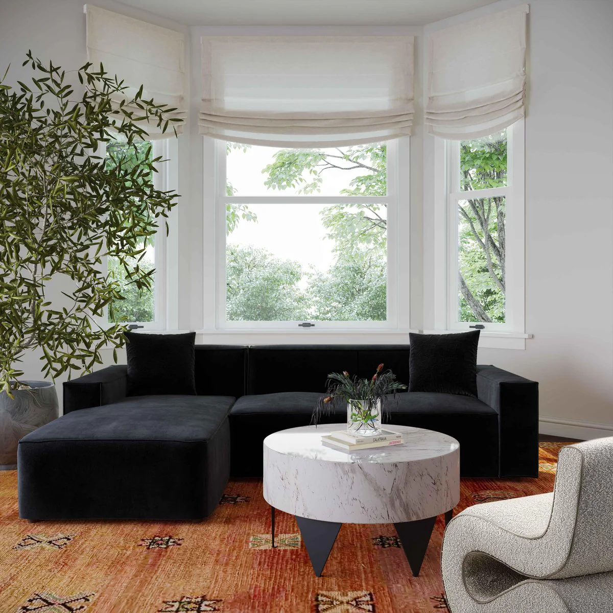Olafur Black Velvet Sectional - LAF - Image 2