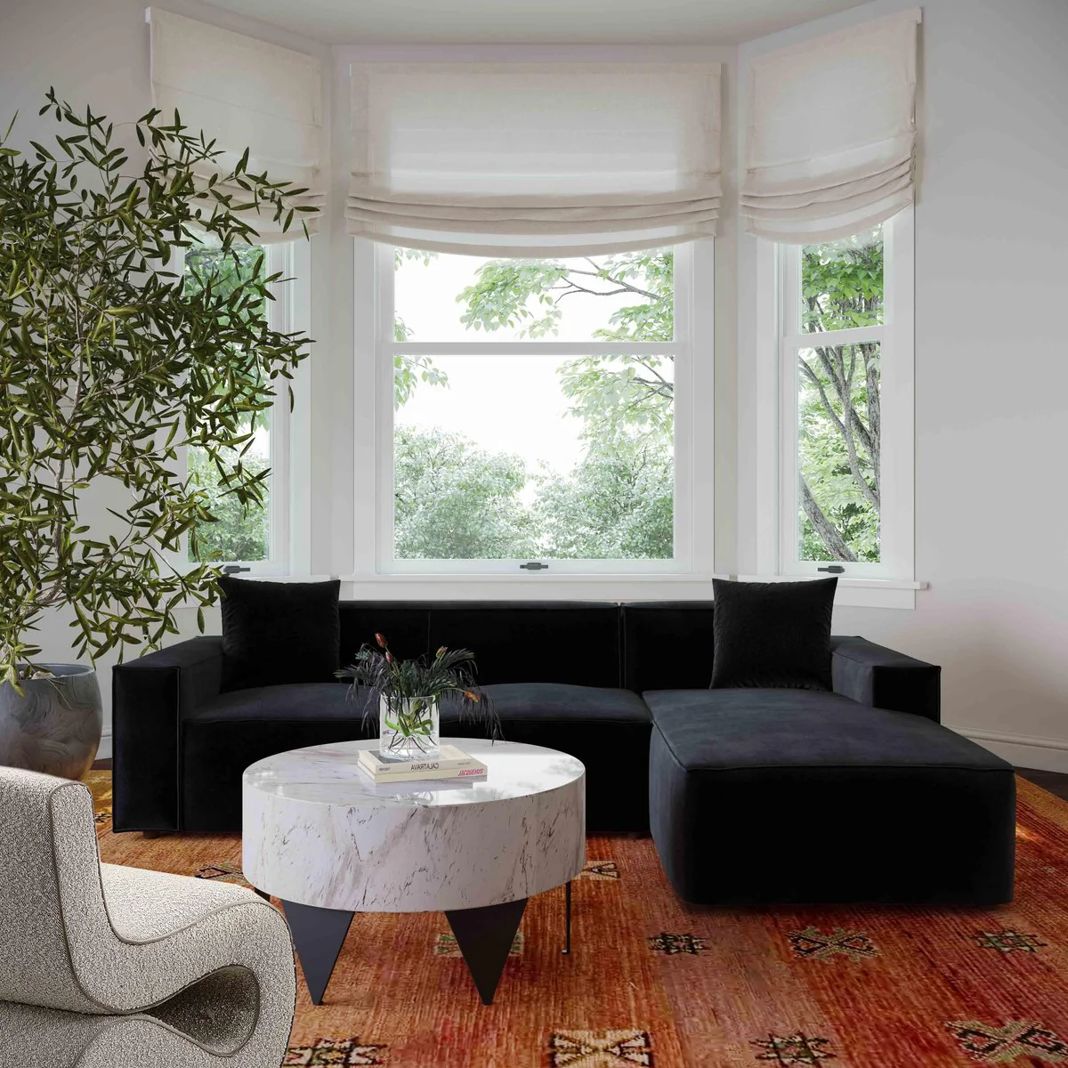 Olafur Black Velvet Sectional - RAF - Image 2