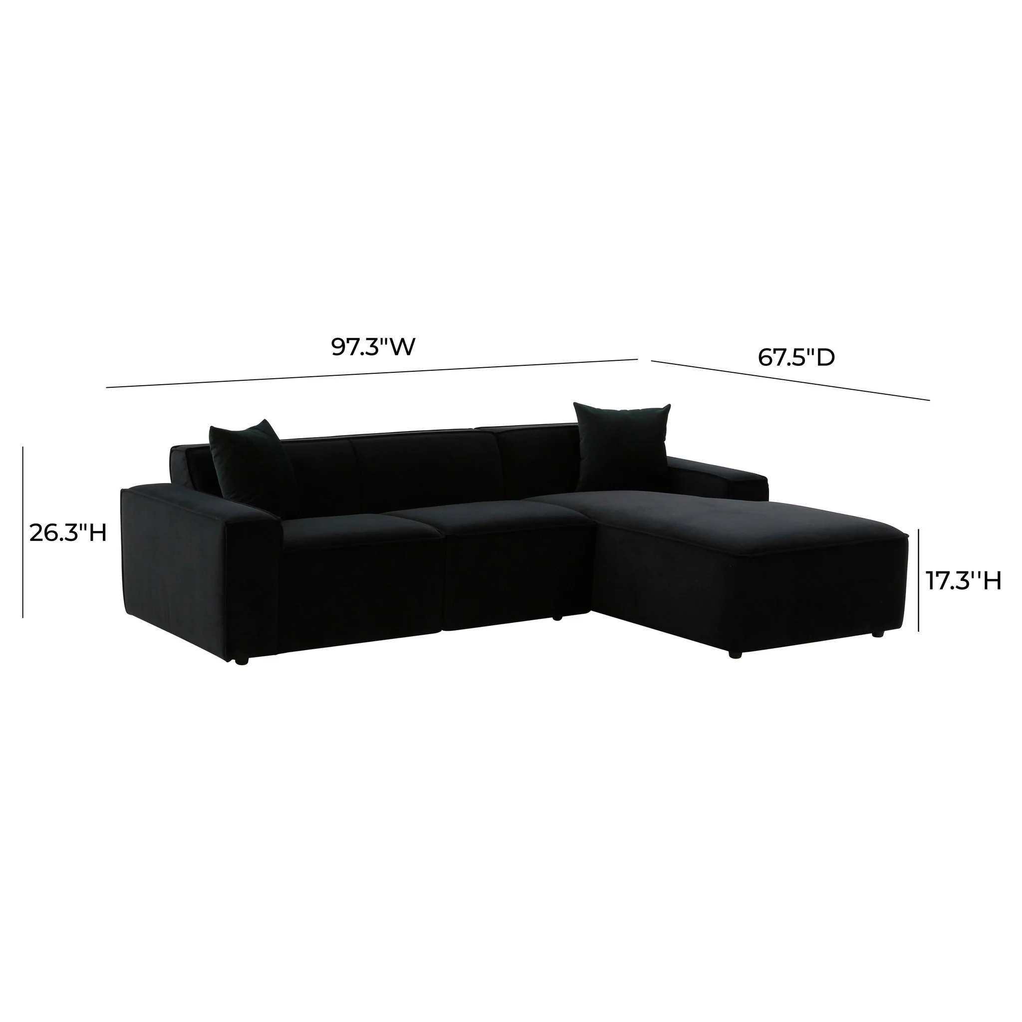 Olafur Black Velvet Sectional - RAF - Image 7