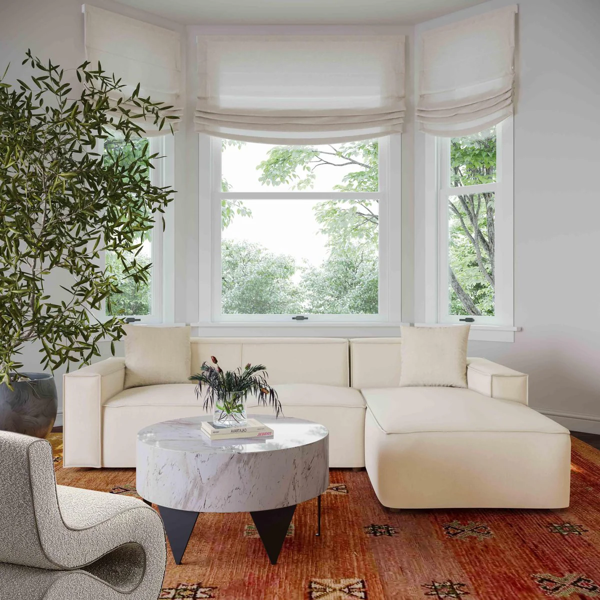 Olafur Cream Linen Sectional - RAF - Image 2