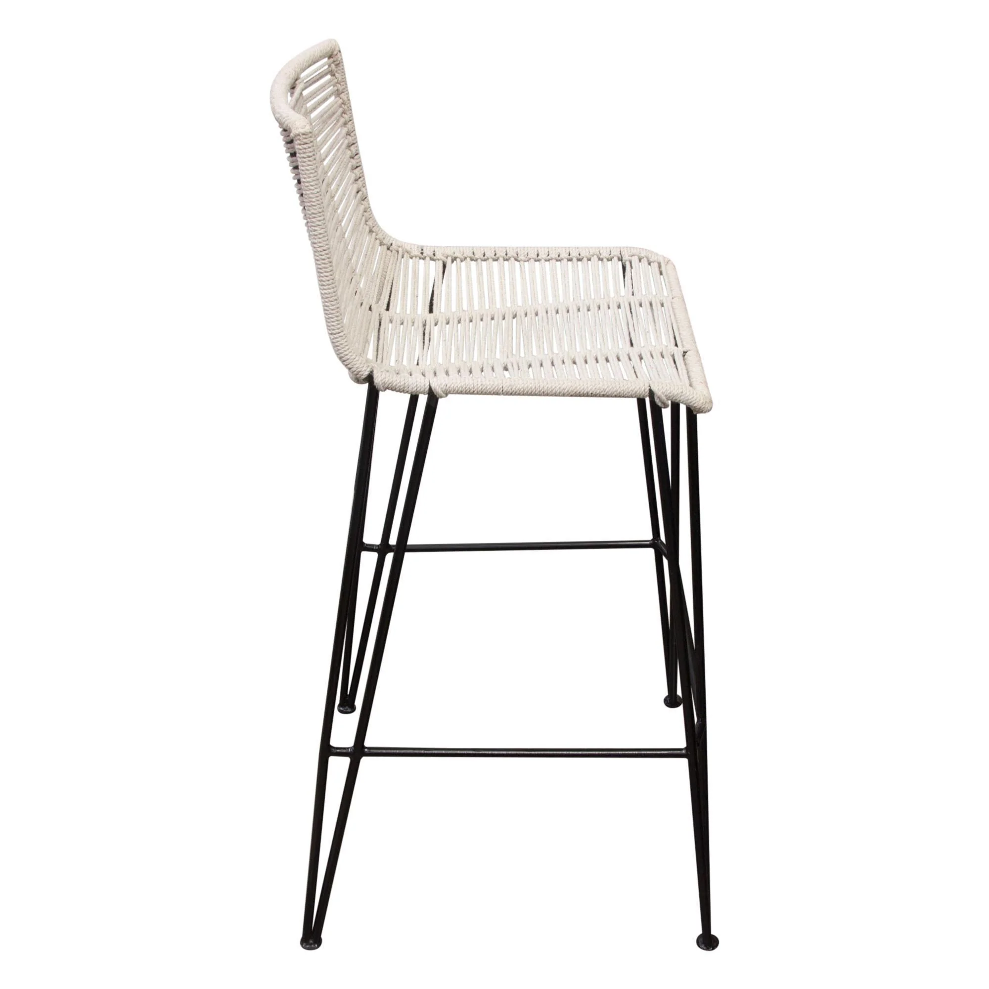 Olive 2-Pack Bar Height Chair w/ Natural Rope Seat/Back & Black Iron Frame by Diamond Sofa - Image 7