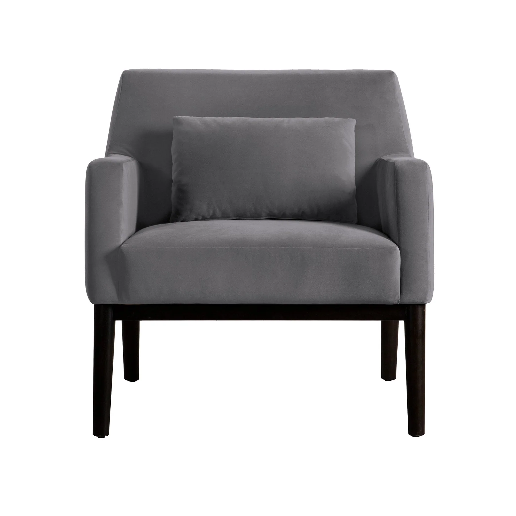 Oliver Gray Velvet Modern Accent Chair with Wood Legs - Image 2