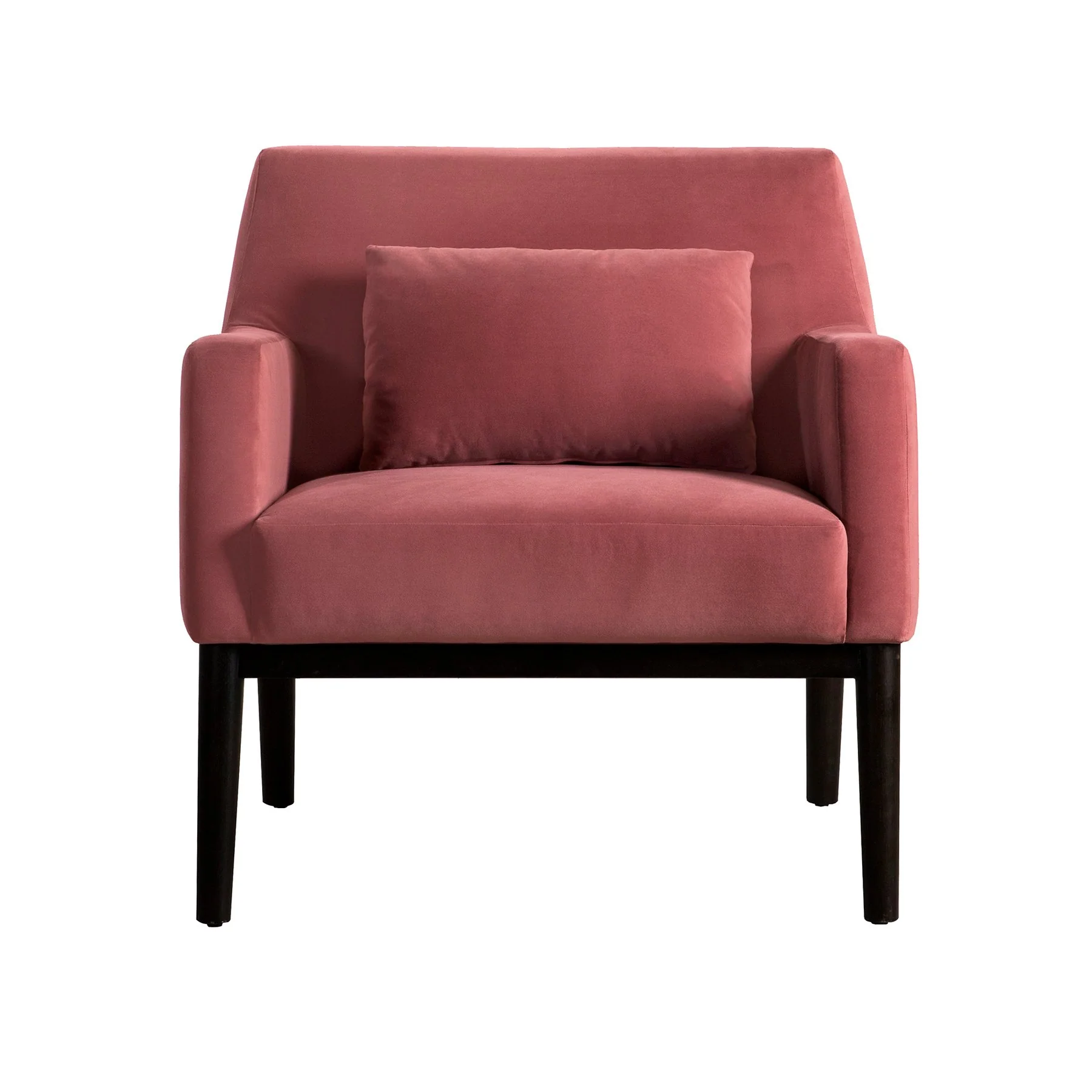 Oliver Pink Velvet Modern Accent Chair with Wood Legs - Image 2