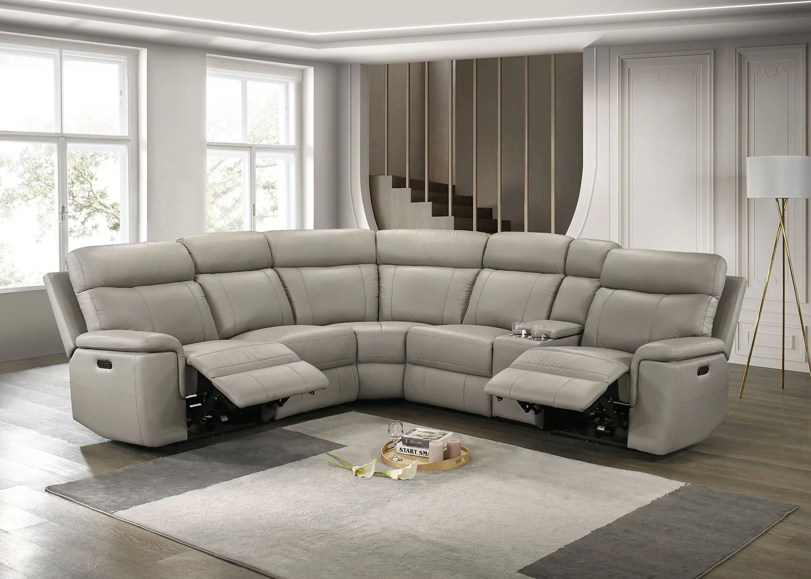 Oliverus Power Sectional, Taupe - Image 2