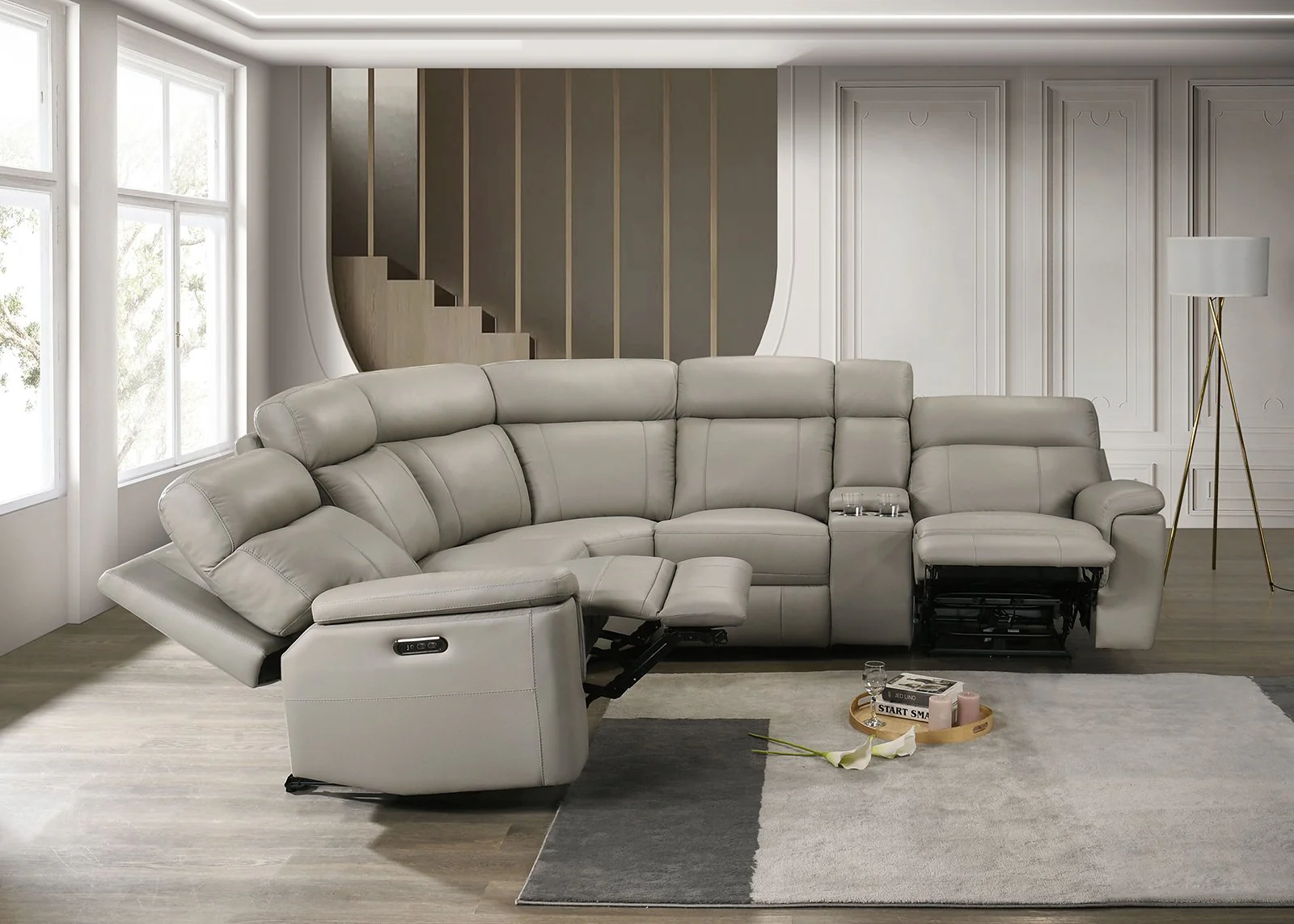 Oliverus Power Sectional, Taupe - Image 3