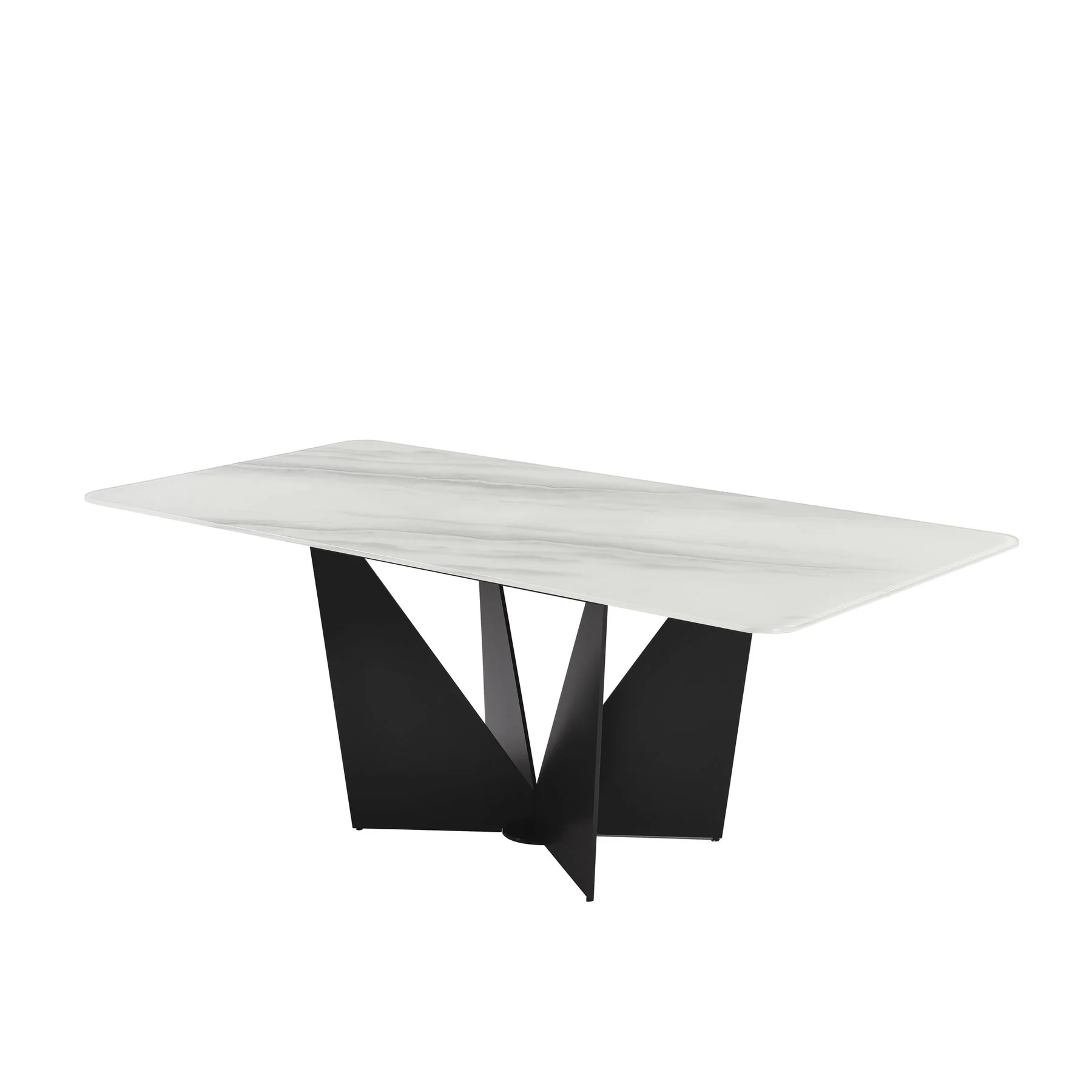 Olivia Modern 79 in. Rectangular Dining Table with White Tempered Glass Table Top - Seats up to 6 - Image 3