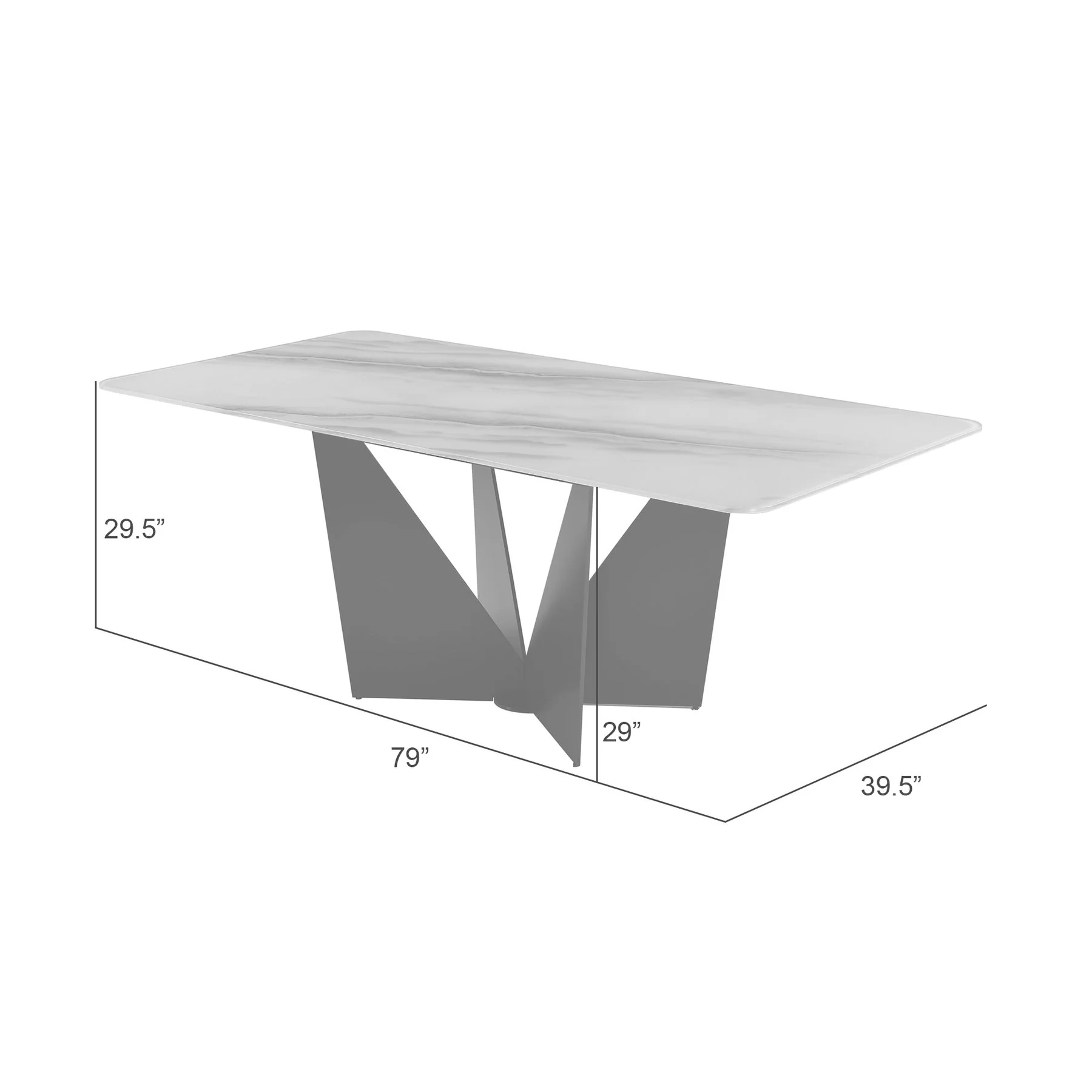 Olivia Modern 79 in. Rectangular Dining Table with White Tempered Glass Table Top - Seats up to 6 - Image 9