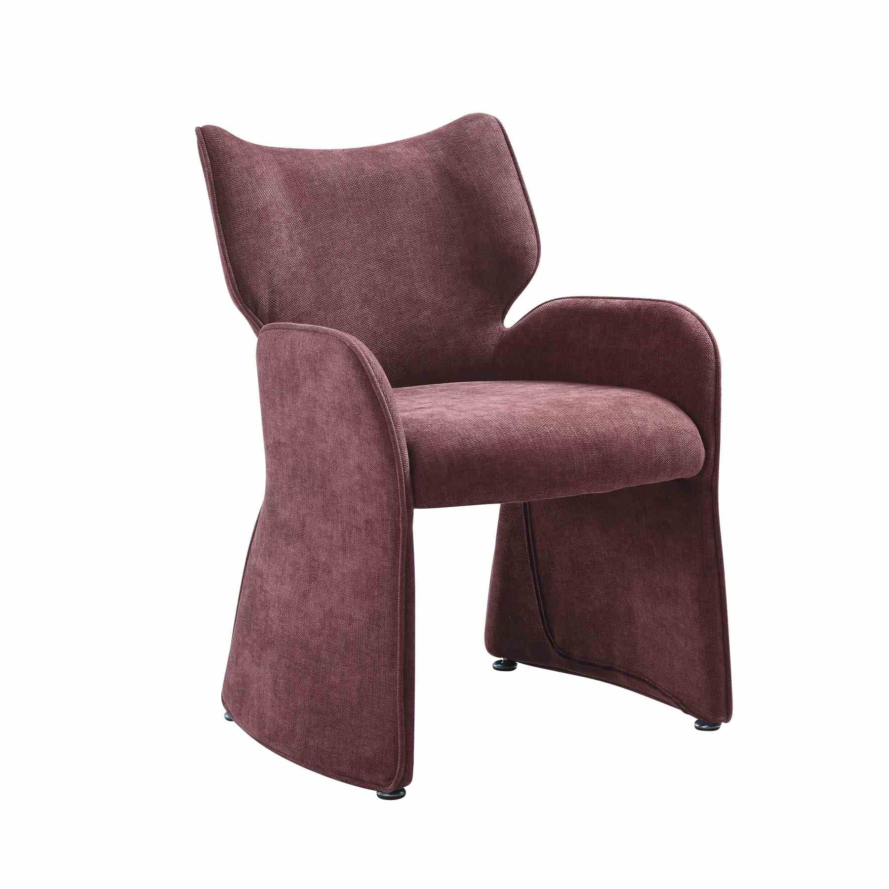 Olivia Modern 8-Piece Dining Set with Tempered Glass Table, Plum Upholstered Armchairs, and 3-Door Sideboard - Image 9
