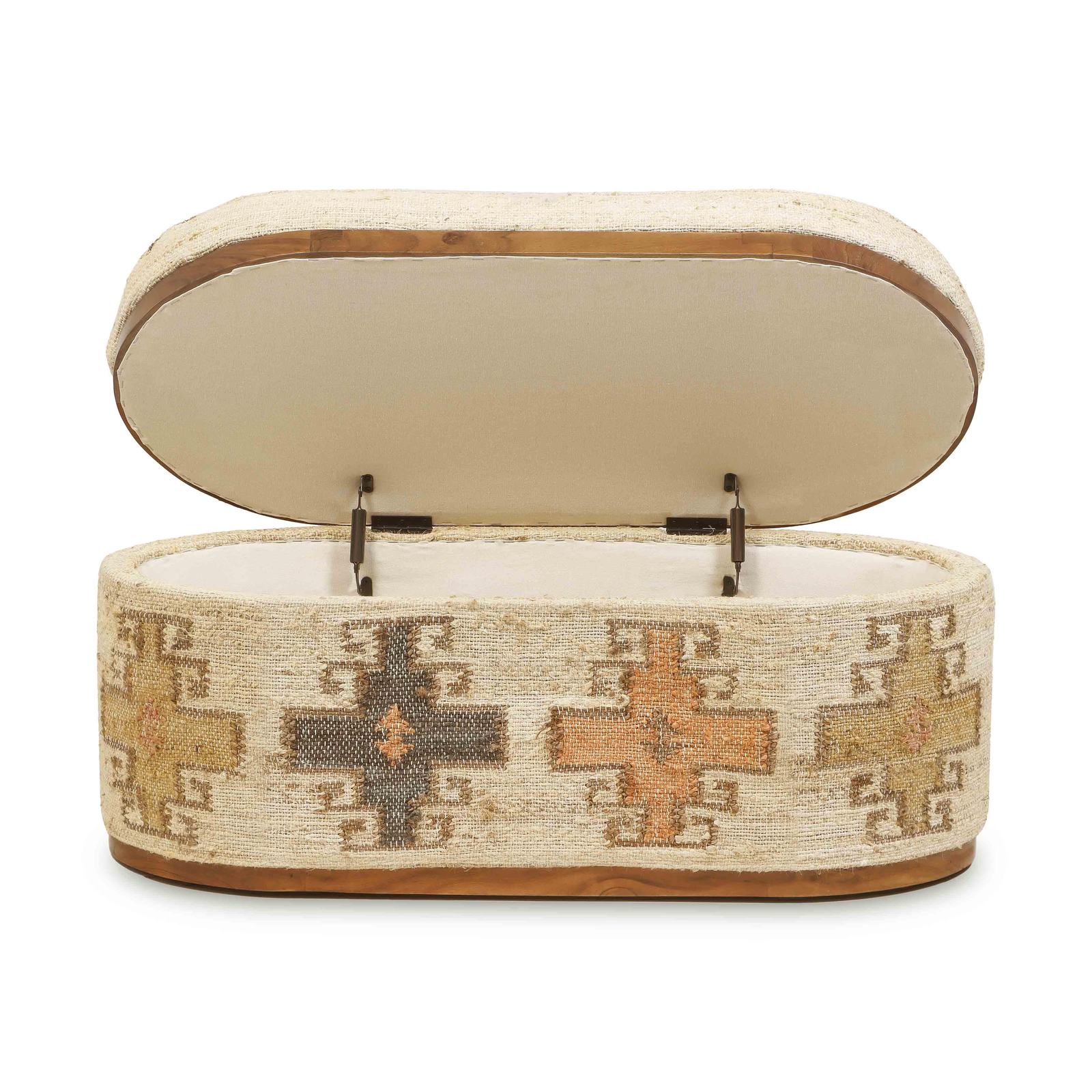 Olivier Cotton Oval Storage Ottoman - Image 3