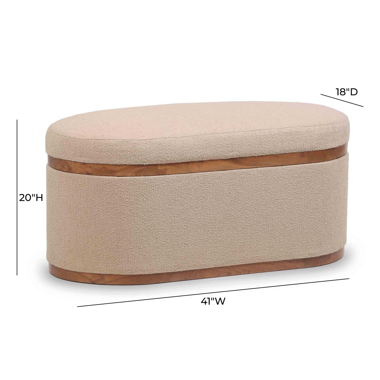 Olivier Ivory Boucle Oval Storage Ottoman - Image 9
